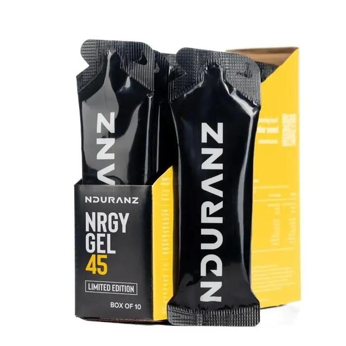 Nrgy Gel 45 Zitronen-Eistee Kohlenhydrate Triathlon Laufen Rad Nduranz 10 x 75 g 3/8