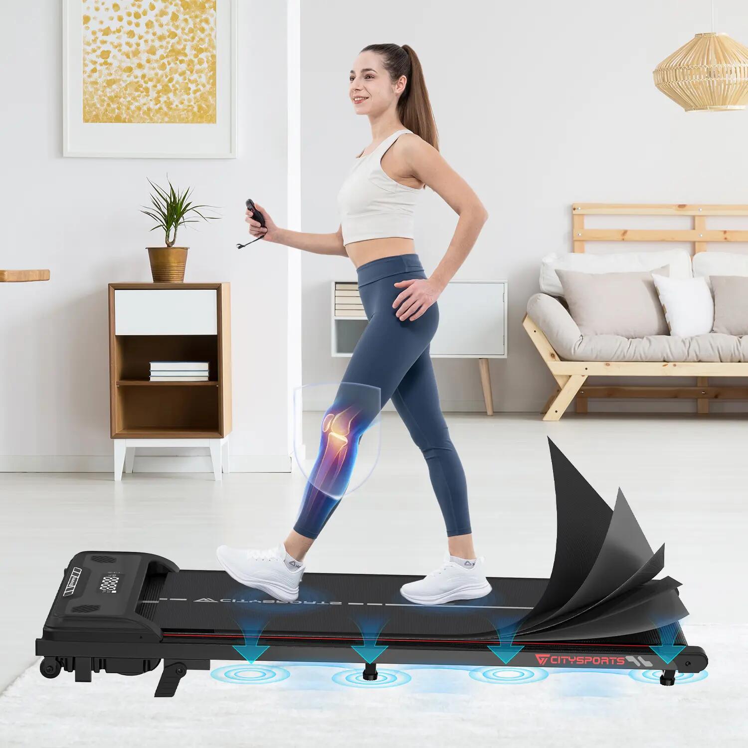 CITYSPORTS Tapis roulant 440W, Inclinazione 4%, 1–6 km/h, Bluetooth, LED 7/7