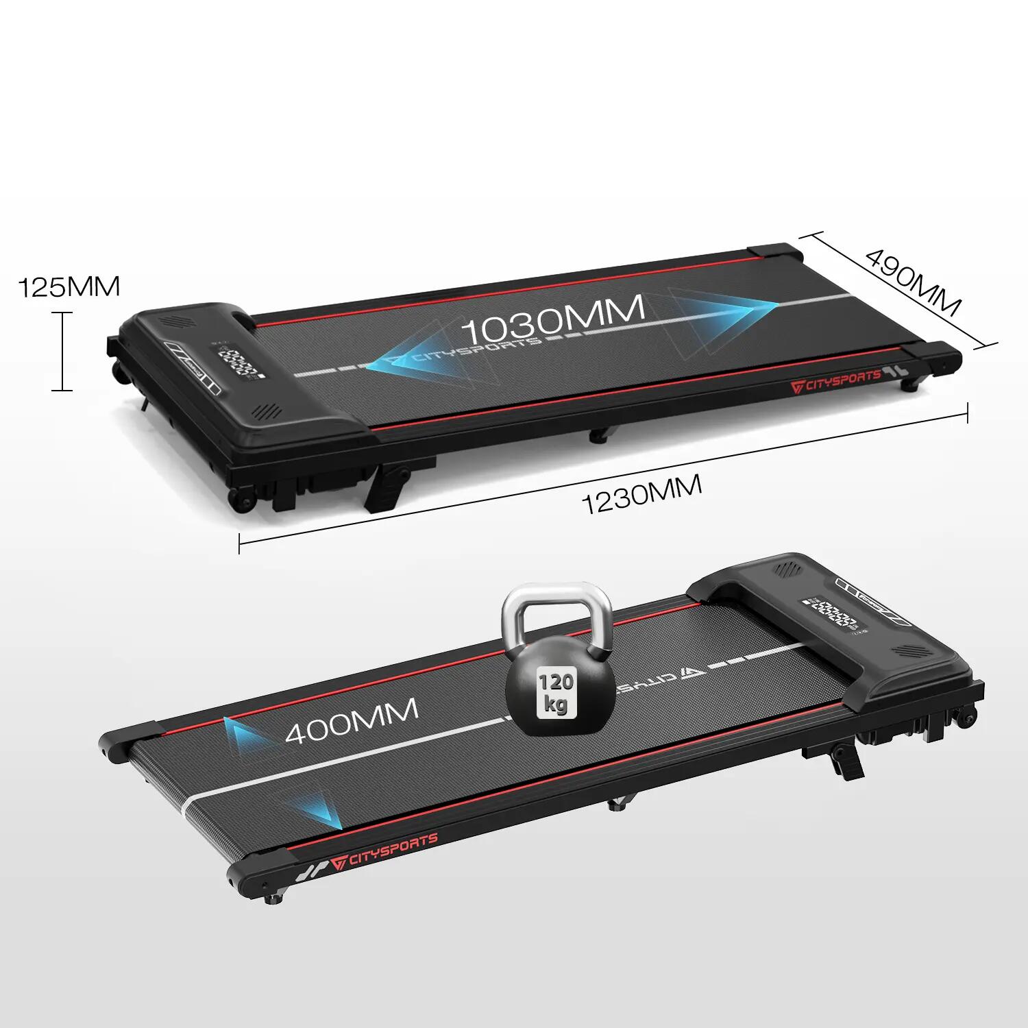 CITYSPORTS Tapis roulant 440W, Inclinazione 4%, 1–6 km/h, Bluetooth, LED 4/7