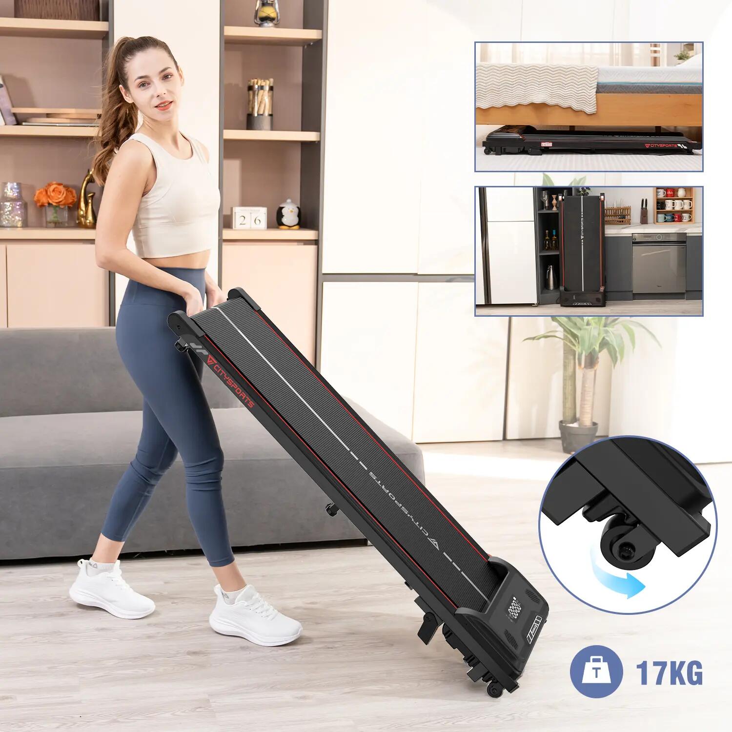 CITYSPORTS Tapis roulant 440W, Inclinazione 4%, 1–6 km/h, Bluetooth, LED 3/7