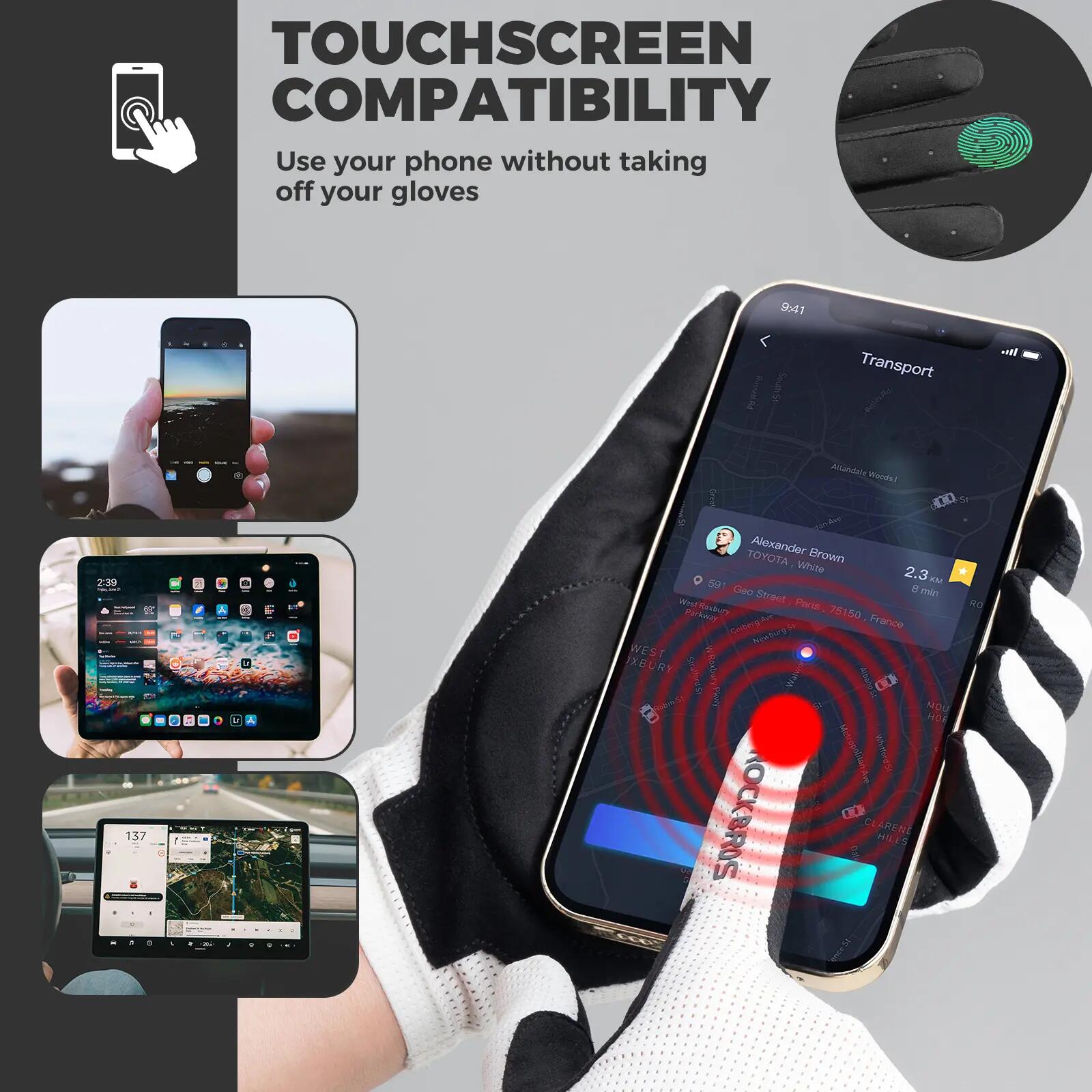ROCKBROS Vollfinger Fahrradhandschuhe mit Touchscreen 3/6