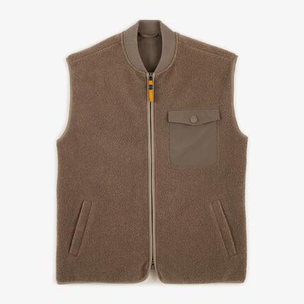 Gilet polaire sans manche moutonné beige Marcel