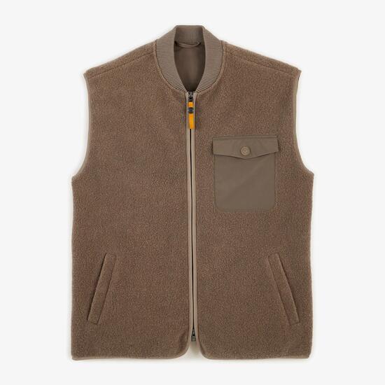 Gilet polaire sans manche moutonné beige Marcel