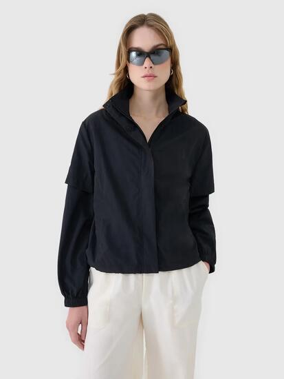 4F DAMEN-ÜBERGANGSJACKE LEICHT MIT ABNEHMBAREN ÄRMELN BEIGE