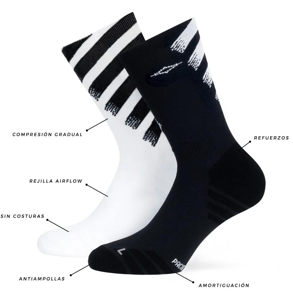 Calcetin running  unisex Hyper Pro, tricotado color Black and White 5/6