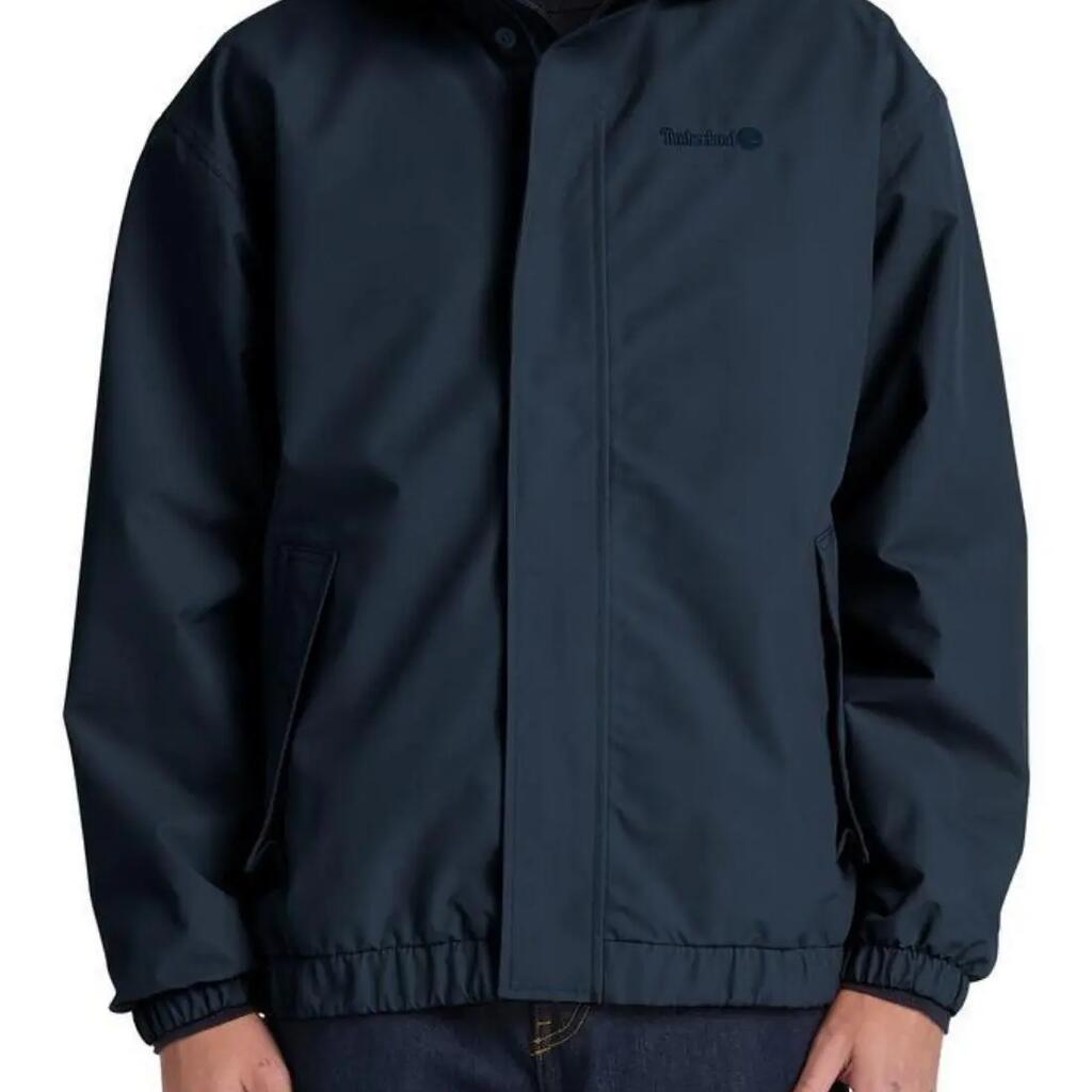 TIMBERLAND men's waterproof bomber jacket - removable hood - navy blue