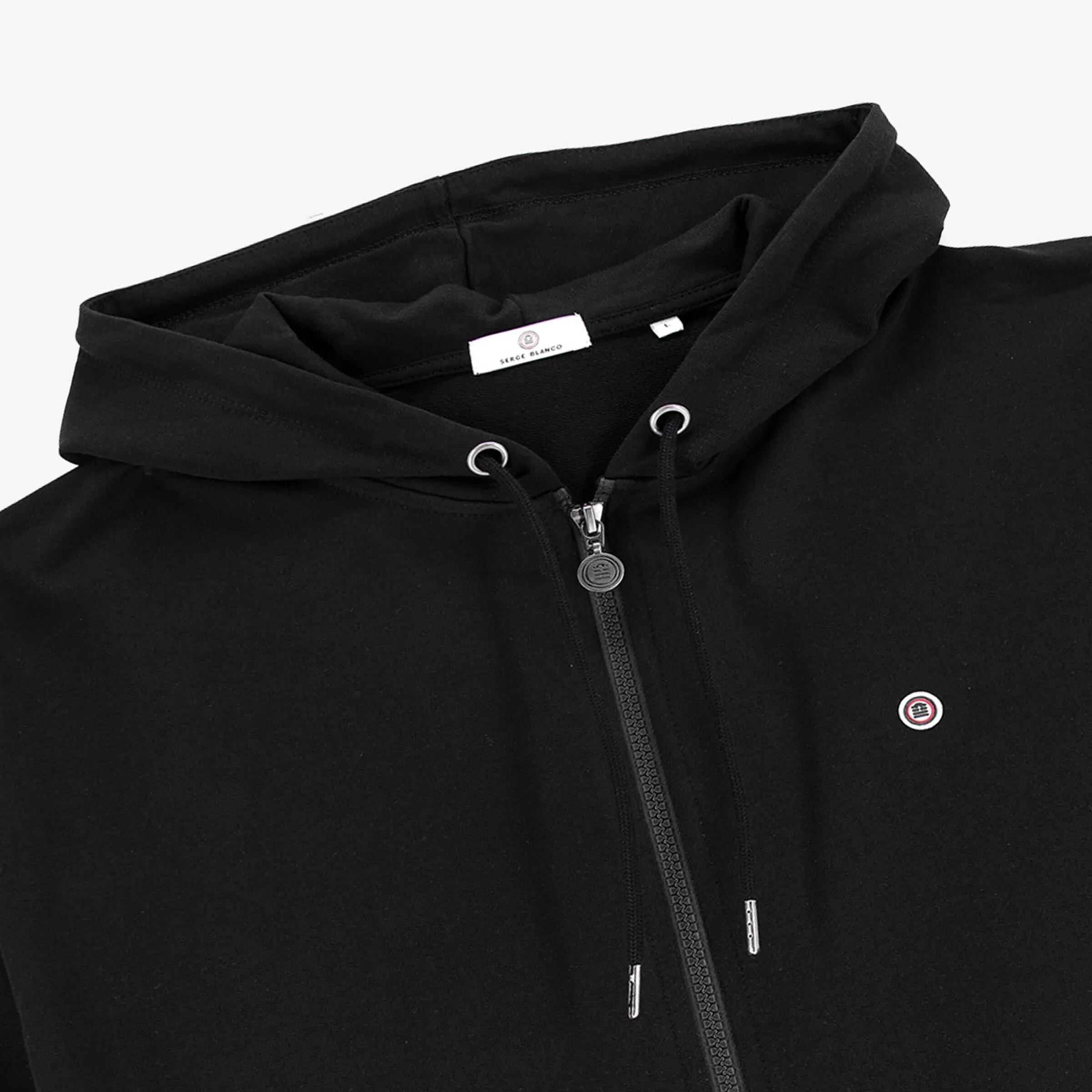 Sweat zippé à capuche Sidney en coton noir 3/3