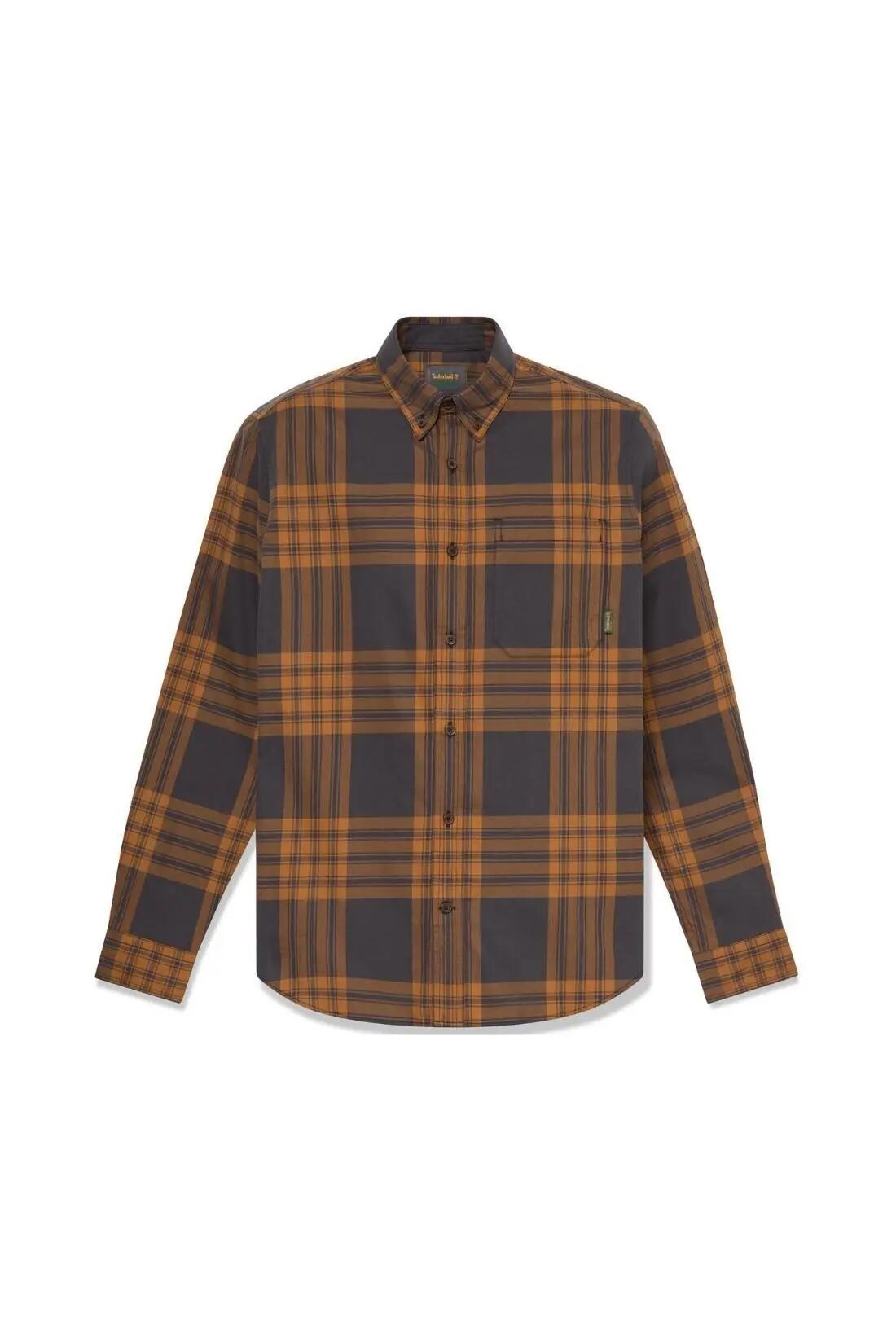 Hemd - Heren - Regular, twill 100% katoen - bruin 4/4