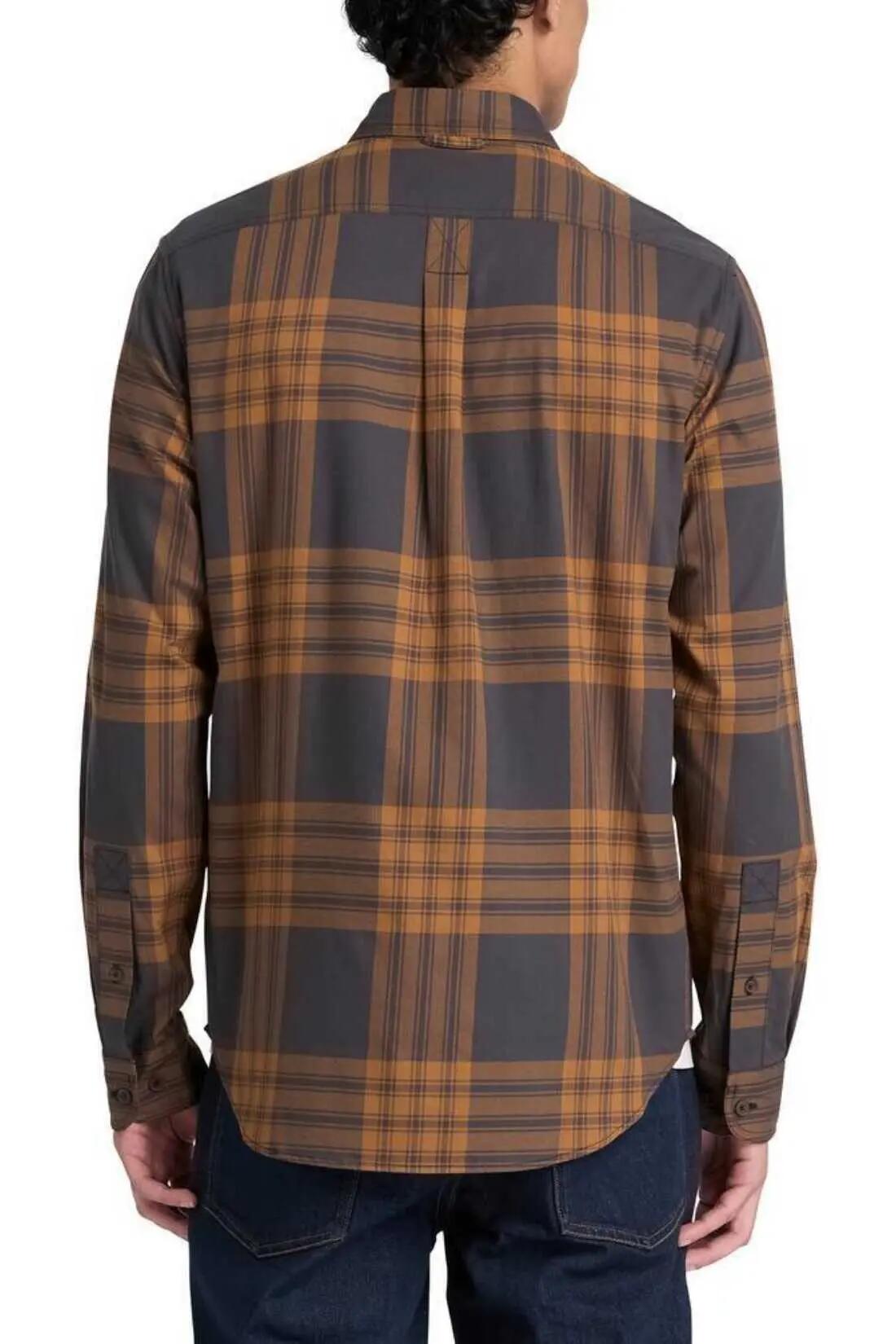 Hemd - Heren - Regular, twill 100% katoen - bruin 3/4