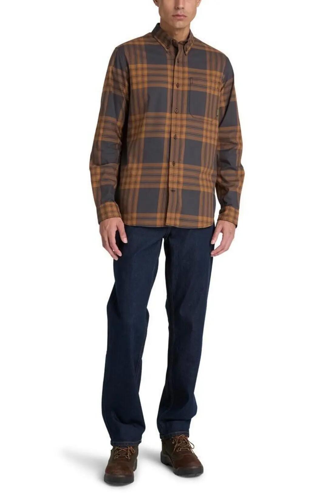 Hemd - Heren - Regular, twill 100% katoen - bruin 2/4