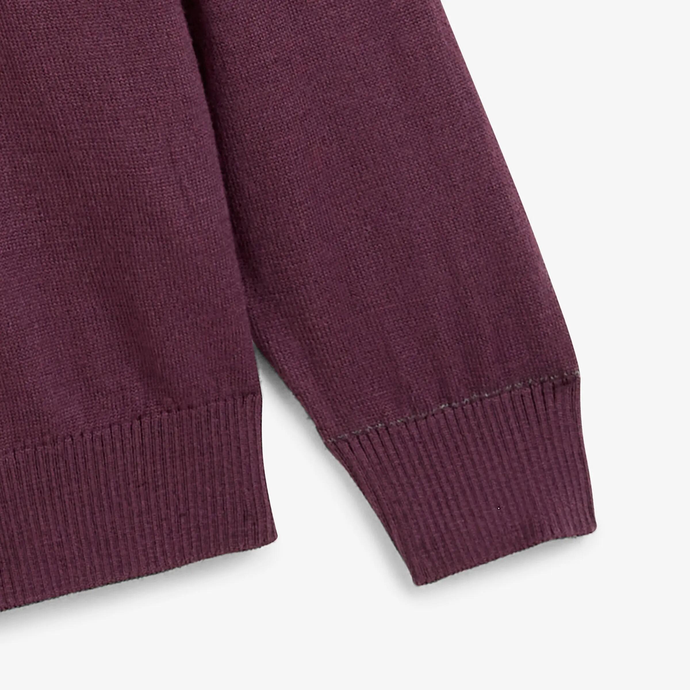 Pull col rond mérinos en laine mélangée rouge Mao Essentiel 4/4