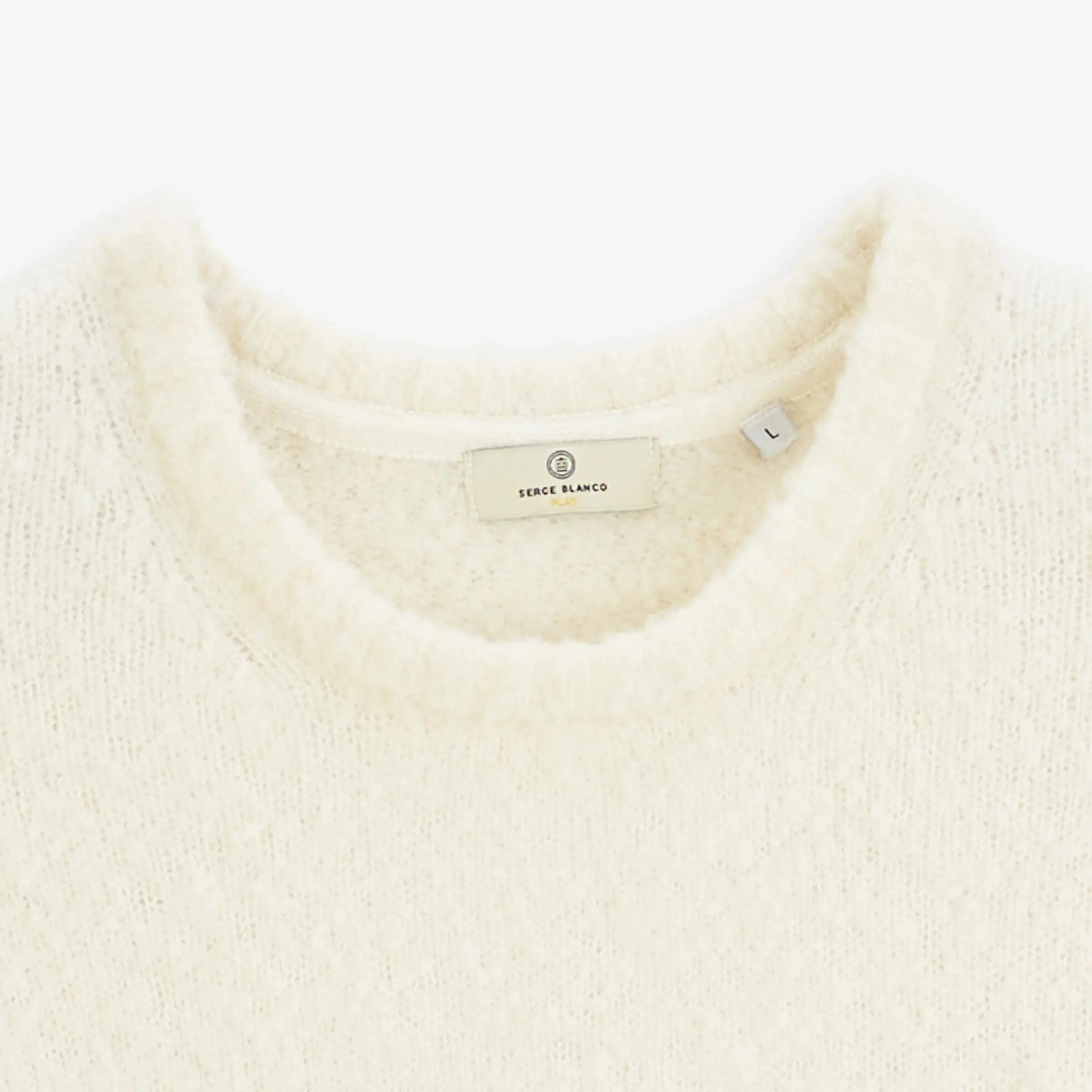 Pull laine bouclette col rond blanc ivoire Murray SBPLAY 3/4