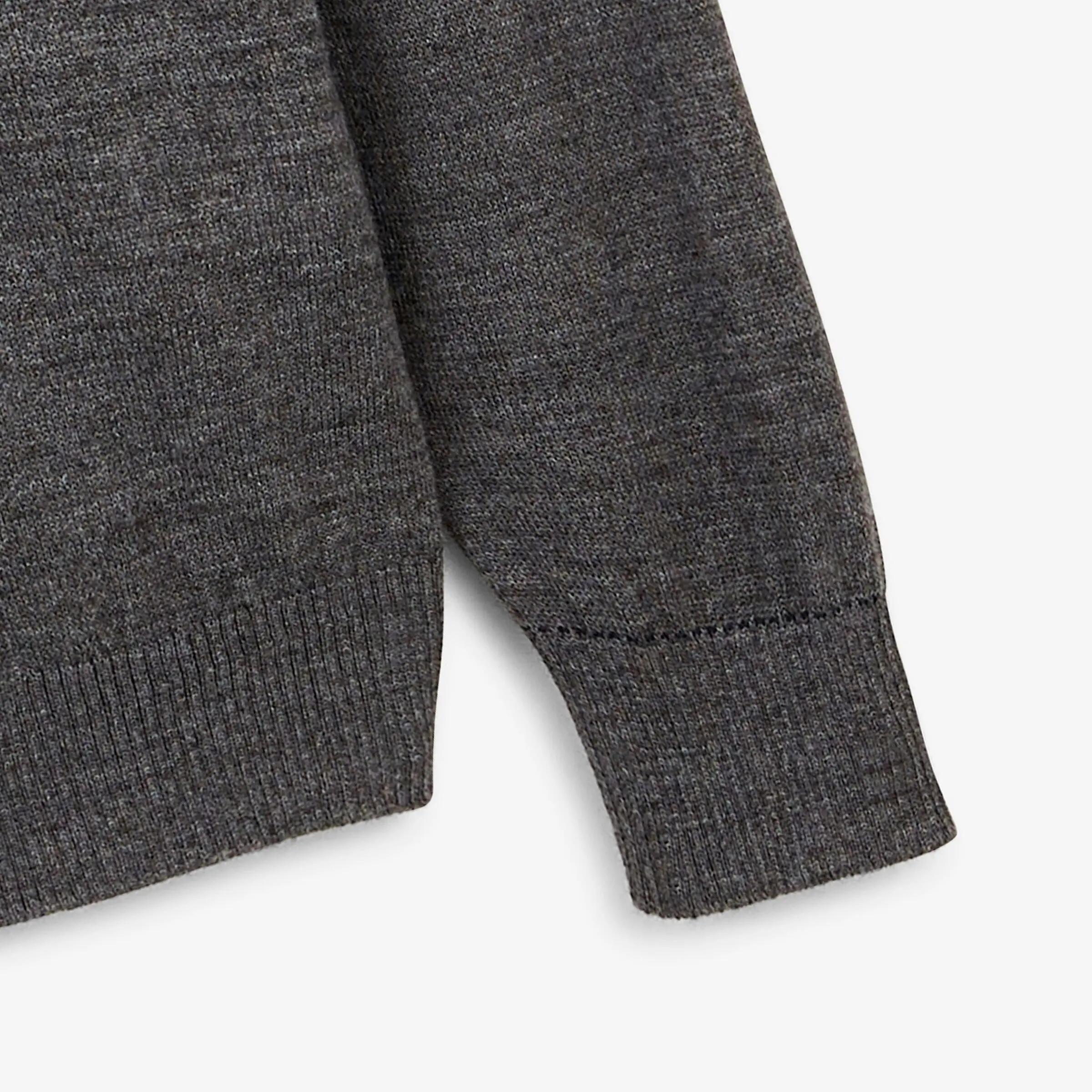Pull col rond laine mélangée gris clair chiné Mao Essentiel 5/6