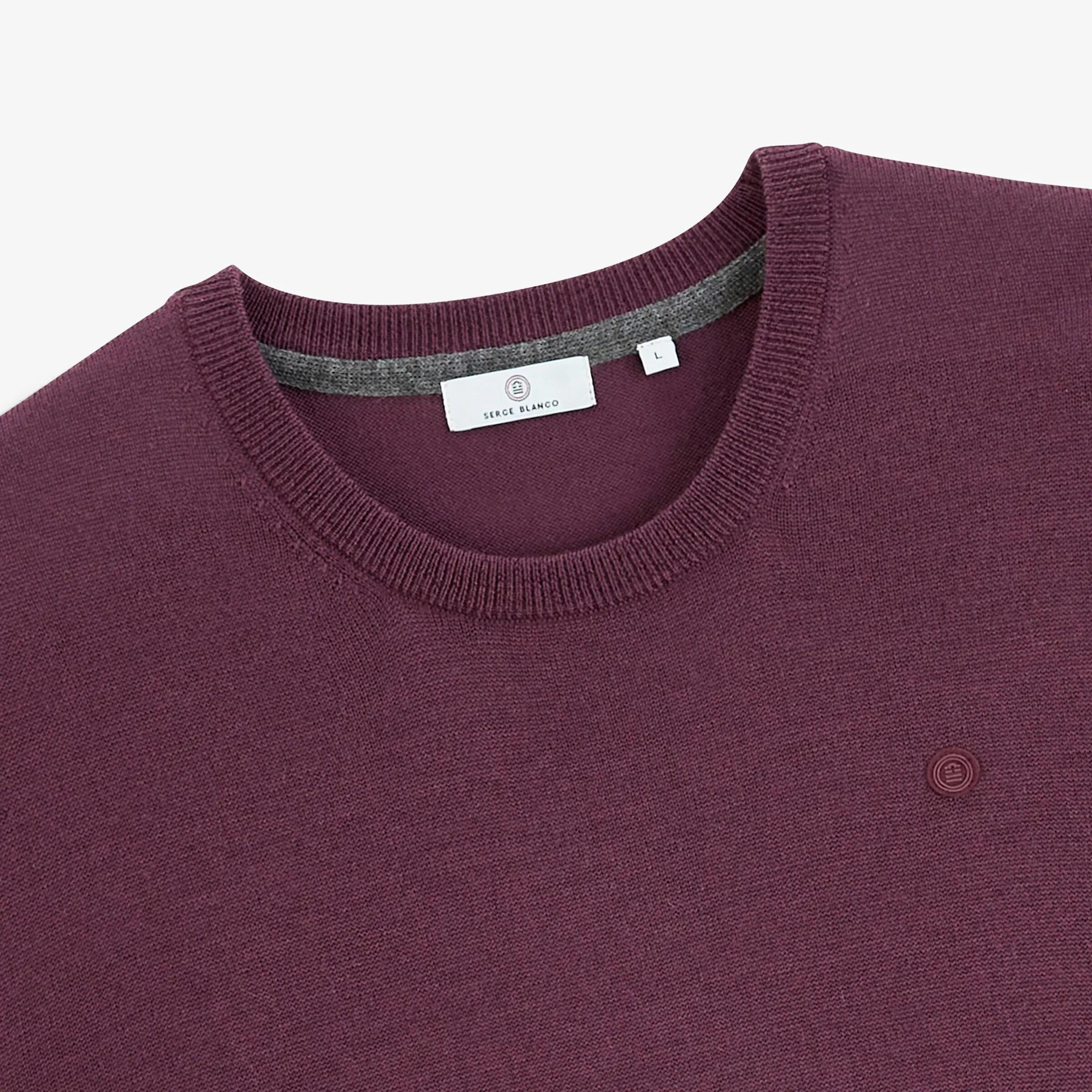 Pull col rond mérinos en laine mélangée rouge Mao Essentiel 3/4
