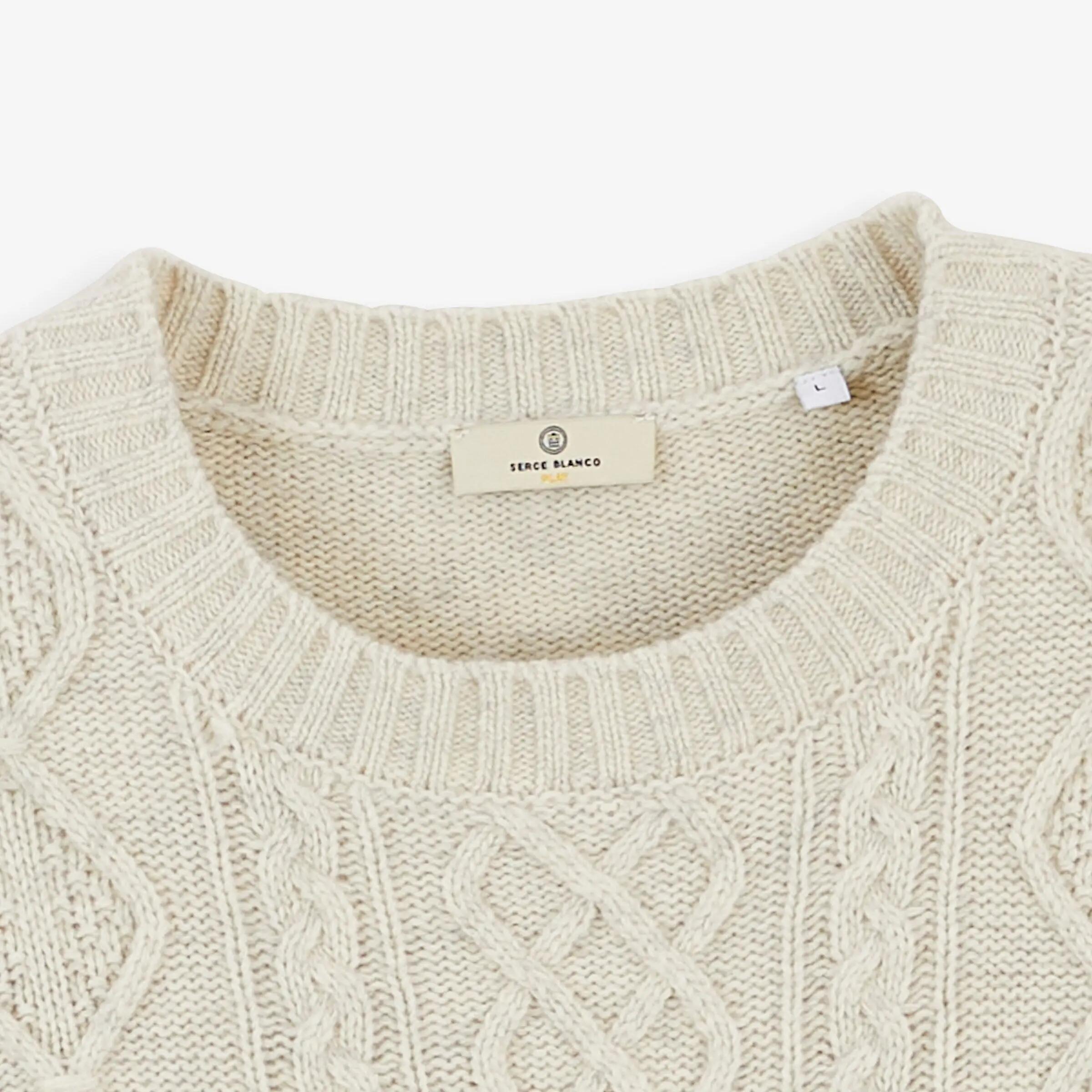Pull torsadé laine col rond beige sable Médéric SBPLAY 4/6