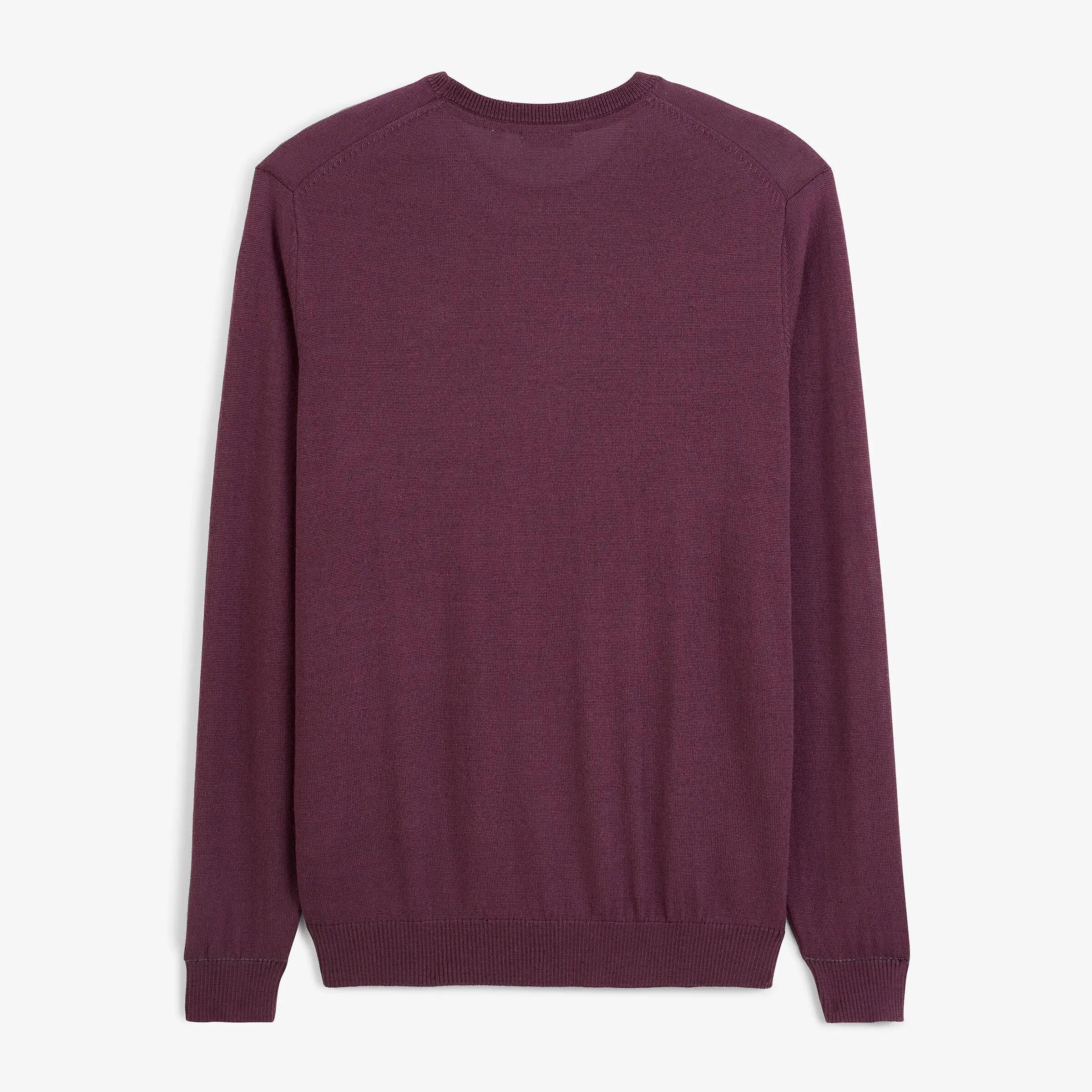 Pull col rond mérinos en laine mélangée rouge Mao Essentiel 2/4