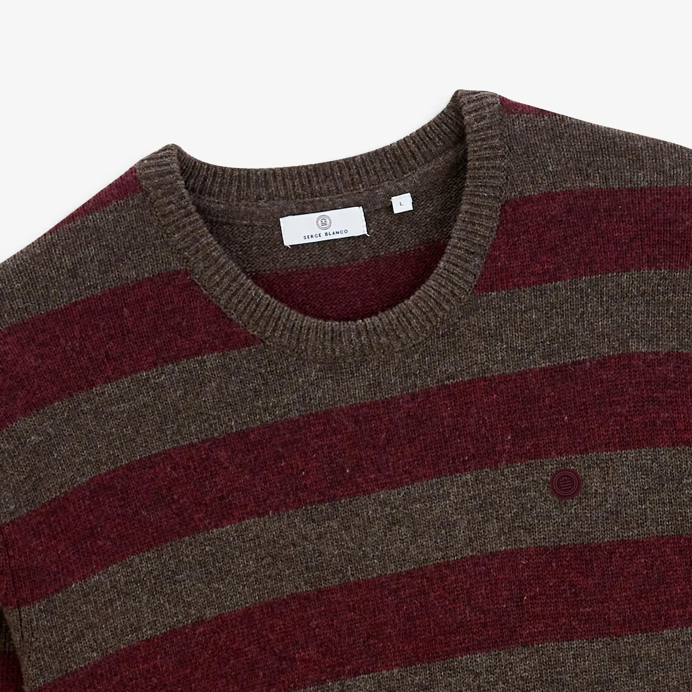 Pull rayé laine col rond marron Mirzan 4/6