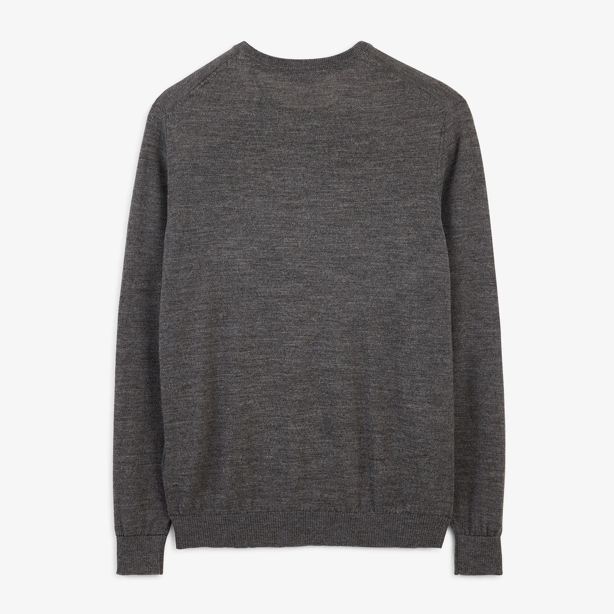 Pull col rond laine mélangée gris clair chiné Mao Essentiel 3/6