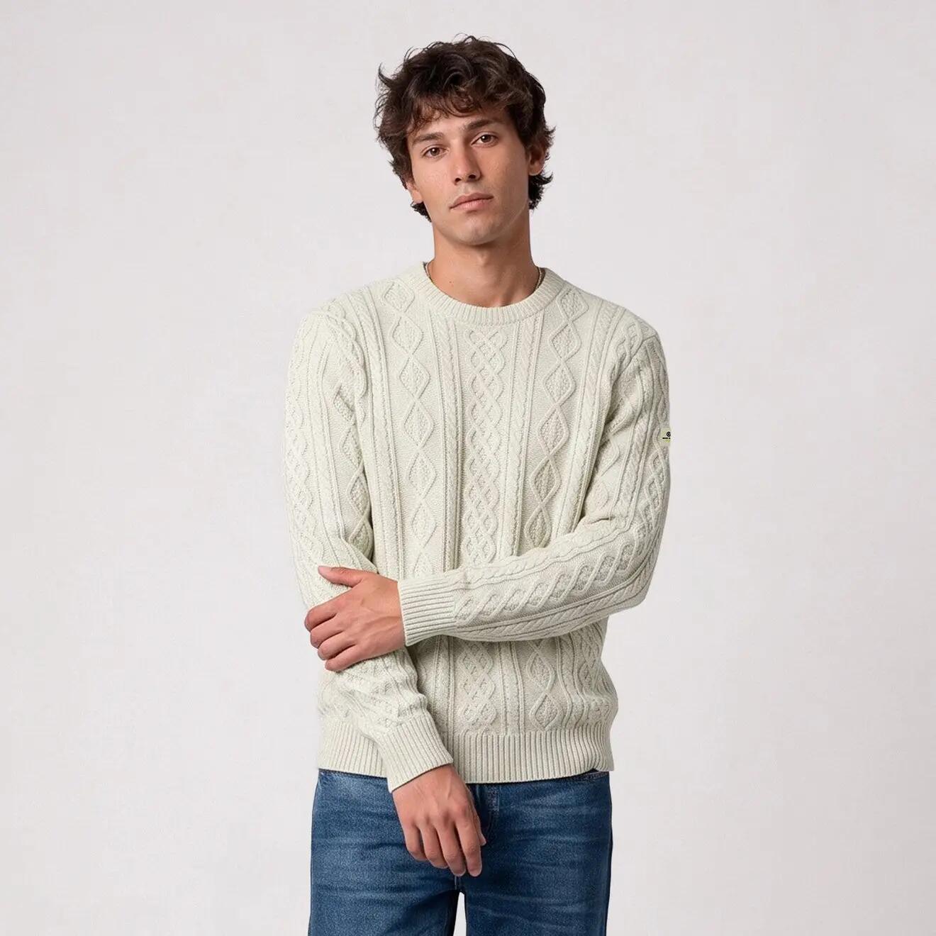 Pull torsadé laine col rond beige sable Médéric SBPLAY 2/6