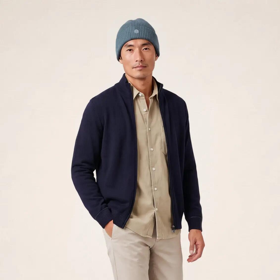 Gilet zippé laine bleu marine foncé Malone 2/6