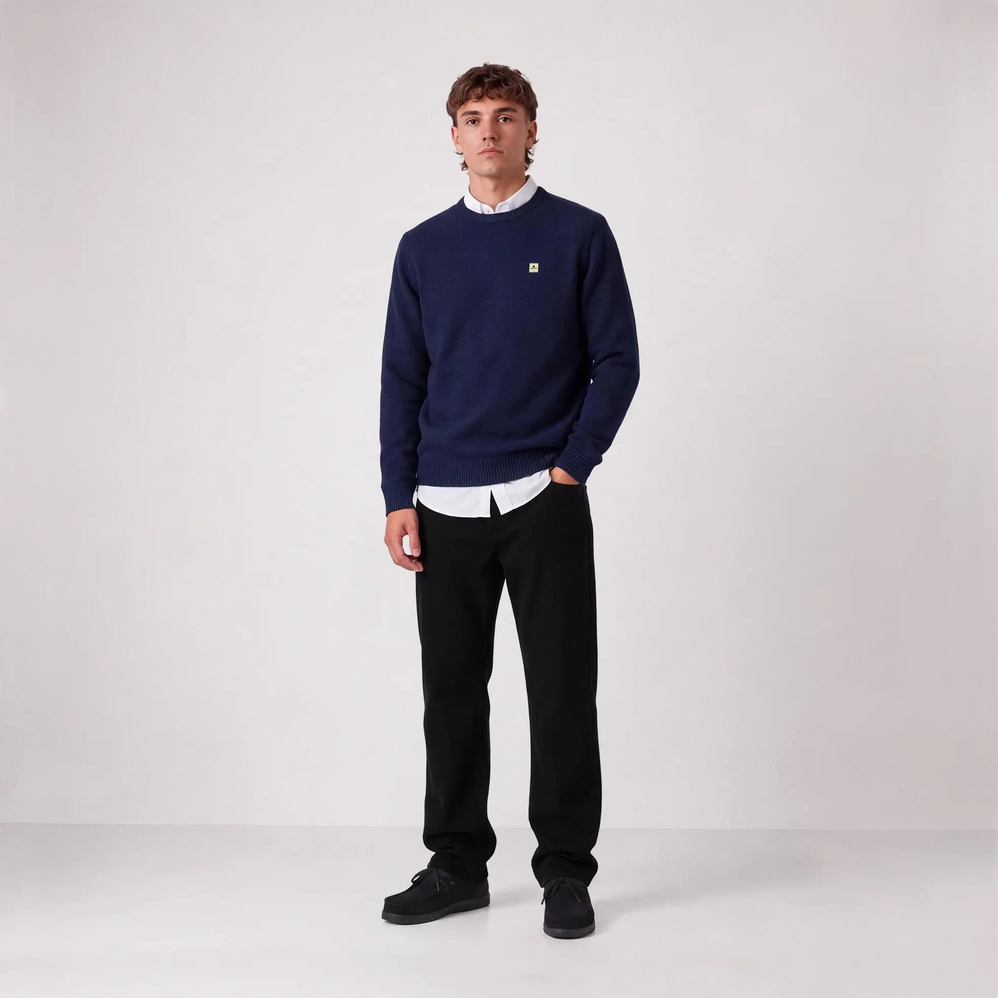 Pull laine col rond bleu indigo Madani SBPLAY 6/6