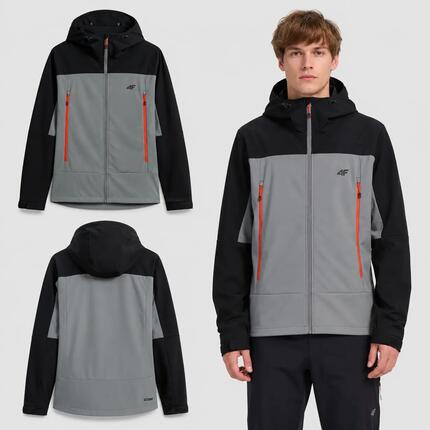 SOFTSHELL MĘSKI 4F KURTKA TREKKINGOWA MĘSKA CZARNA