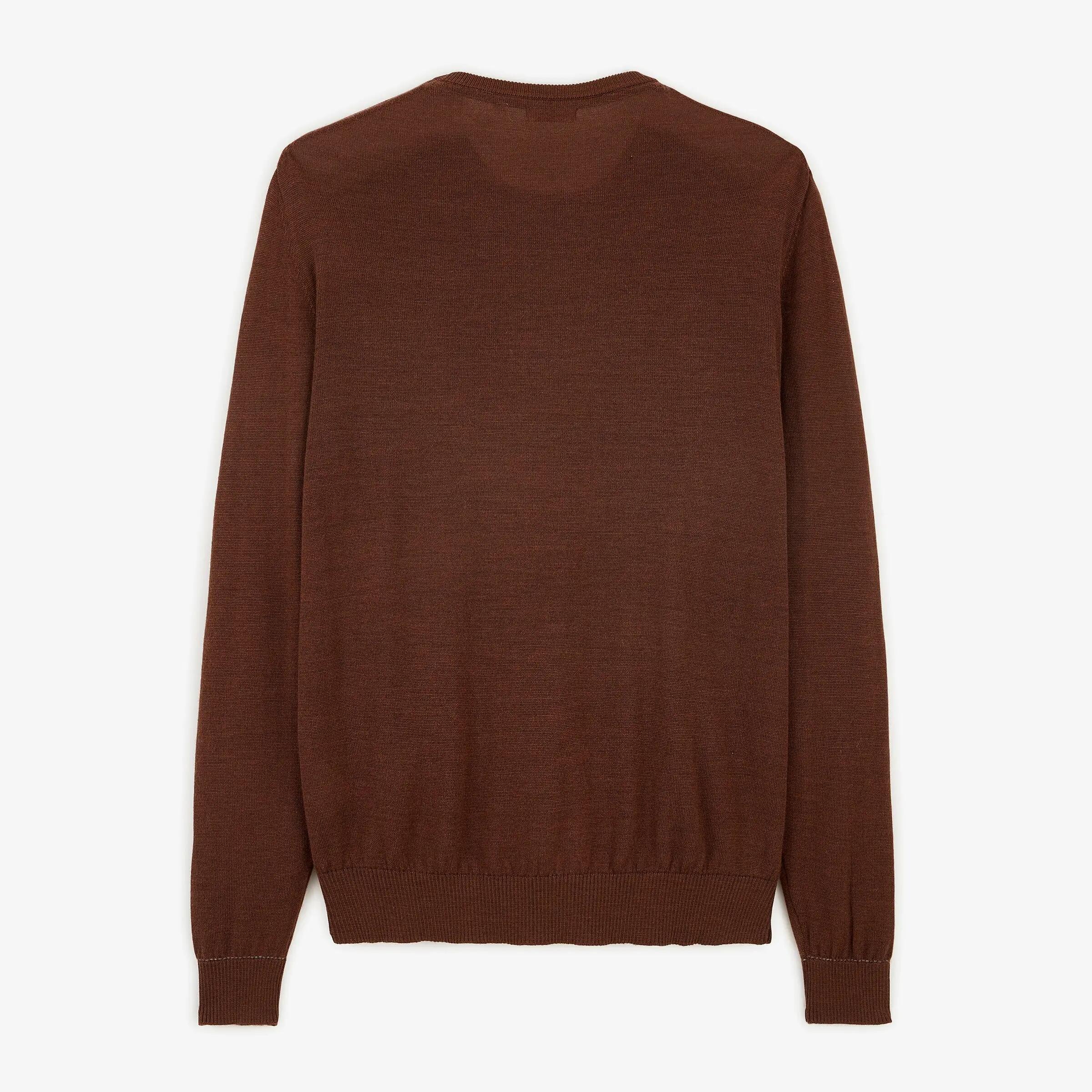 Pull col rond laine mélangée marron brownie Mao Essentiel 3/6