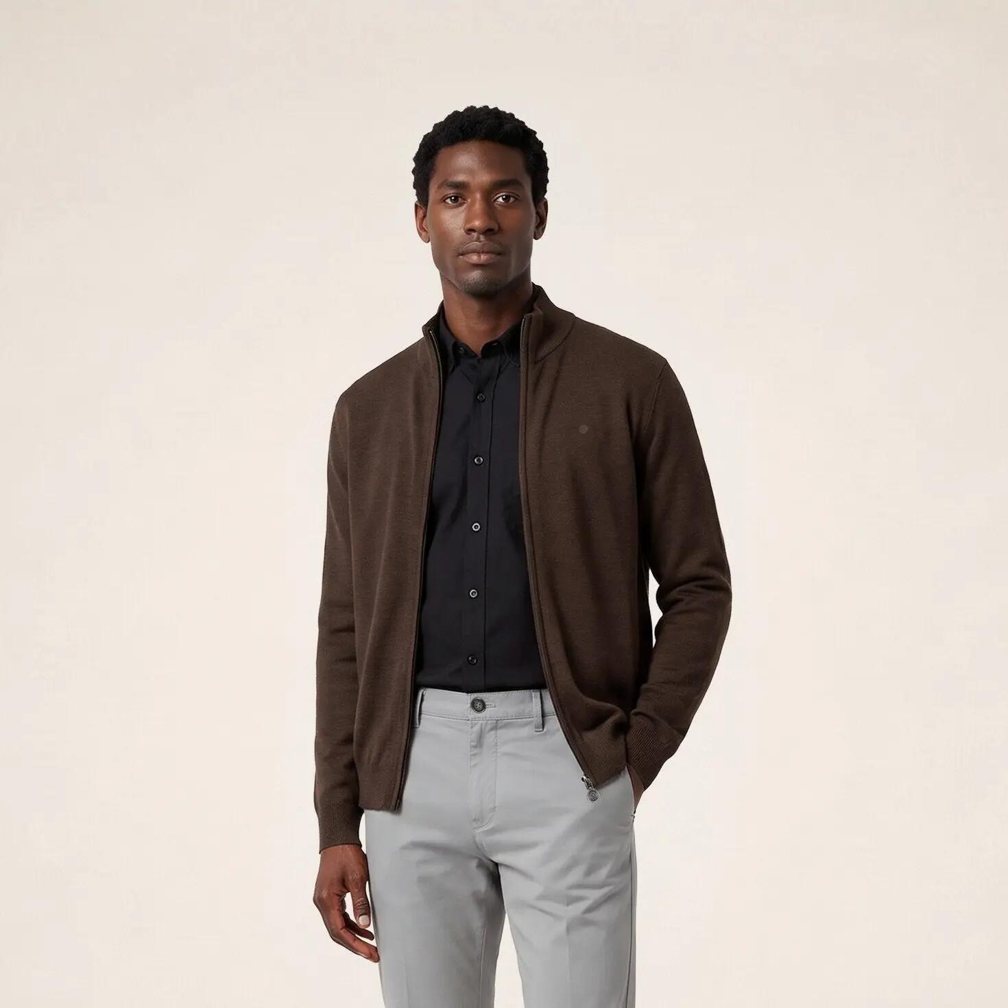 Gilet zippé laine marron Malone 2/6