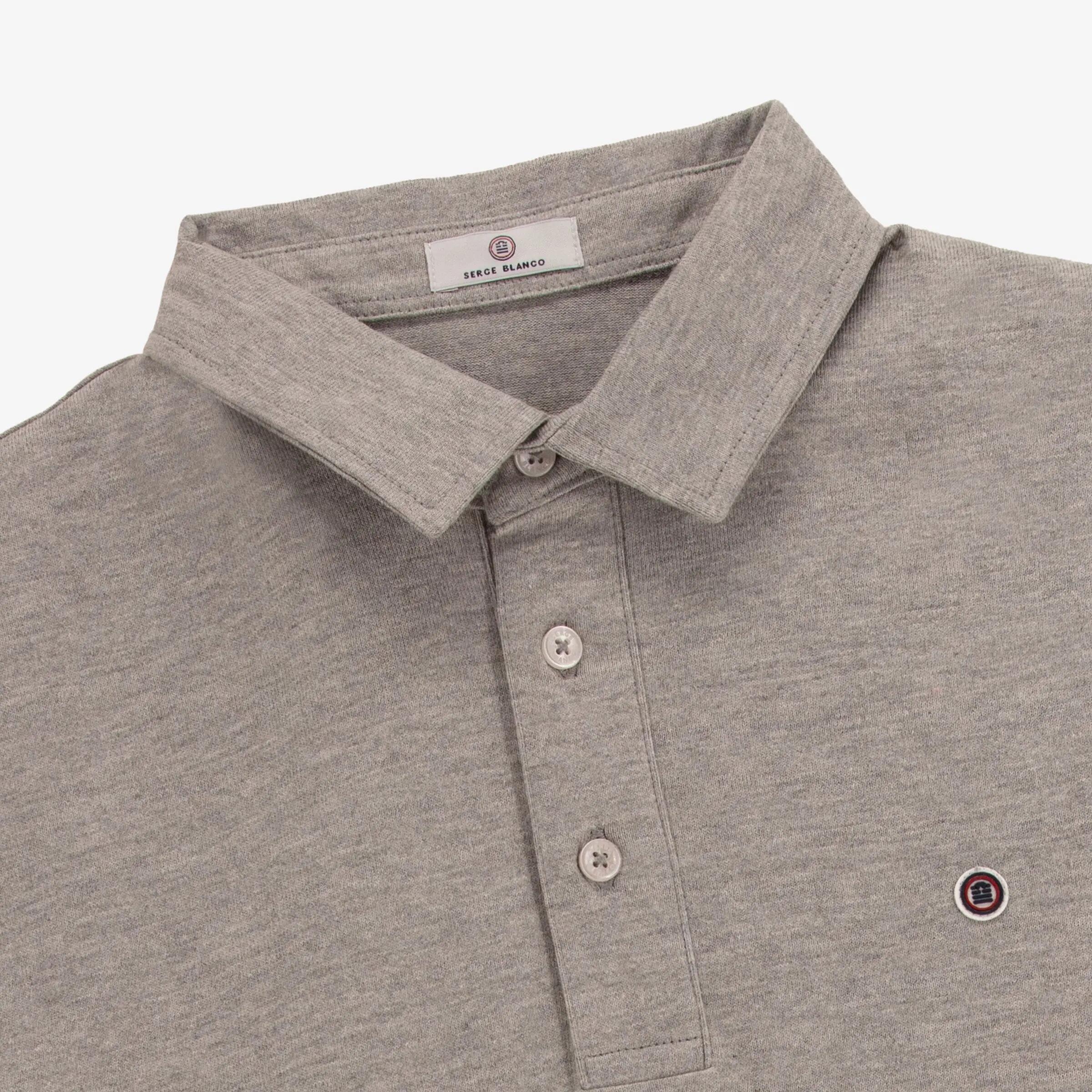 Polo manches courtes en jersey de coton gris chiné 3/3
