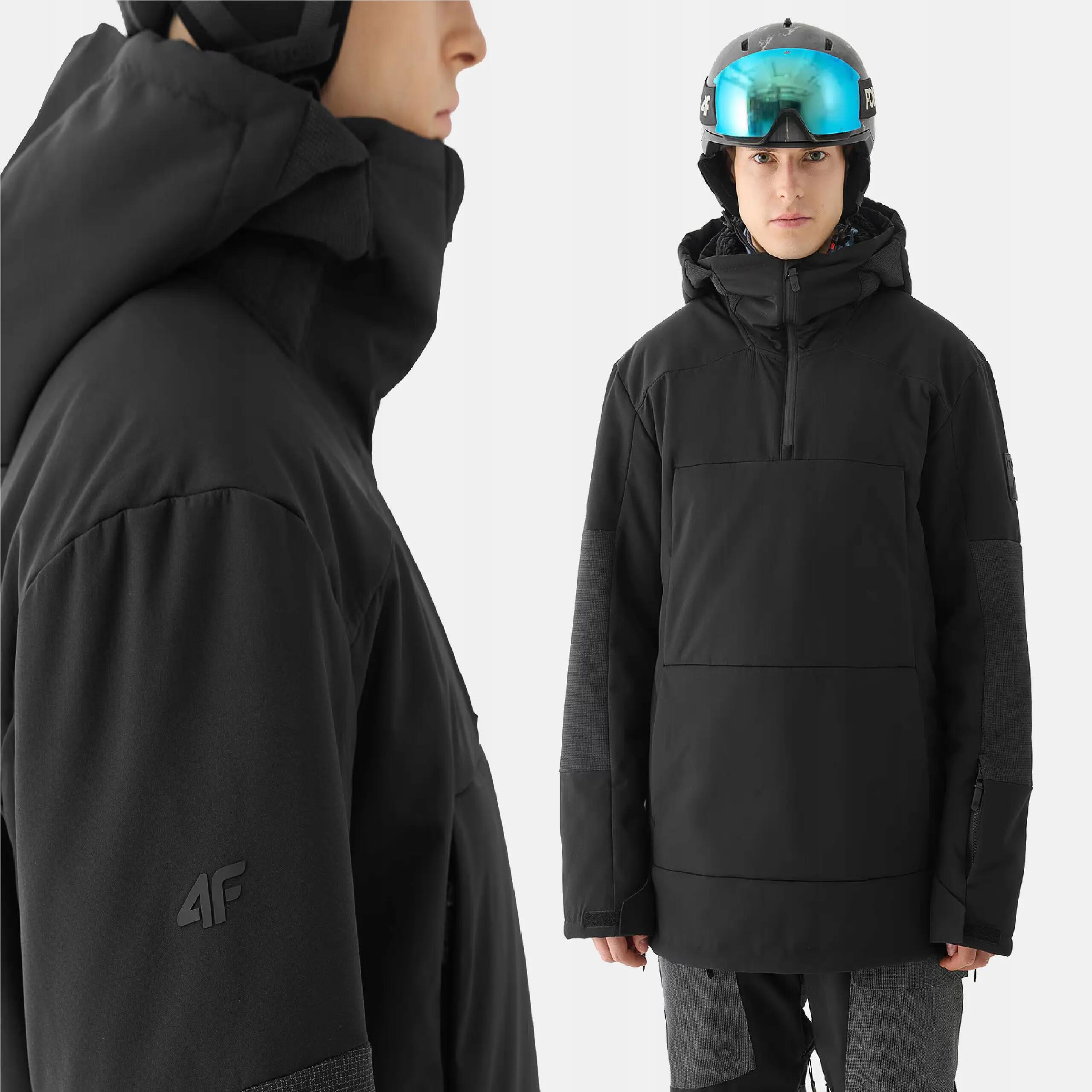 KURTKA MĘSKA ZIMOWA SNOWBOARDOWA 4F MEMBRANA 8000 Z KAPTUREM CZARNA