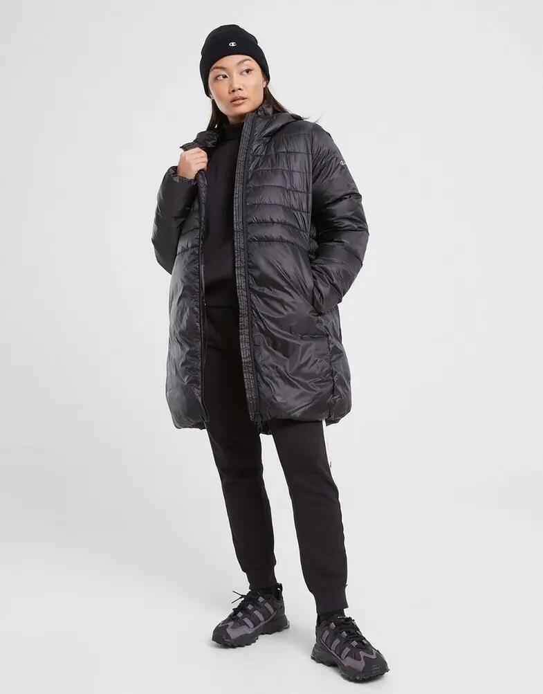 KURTKA DAMSKA ZIMOWA Z KAPTUREM CHAMPION HOODED POLYFILLED    Z KAPTUREM  CZARNA 2/6