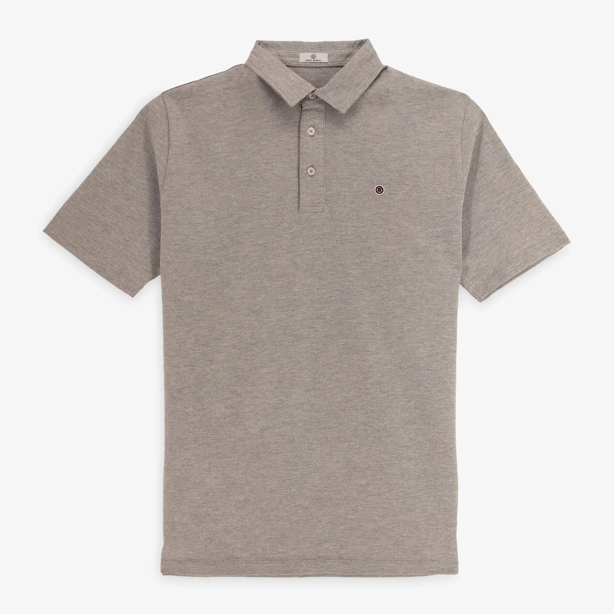 Polo manches courtes en jersey de coton gris chiné 2/3