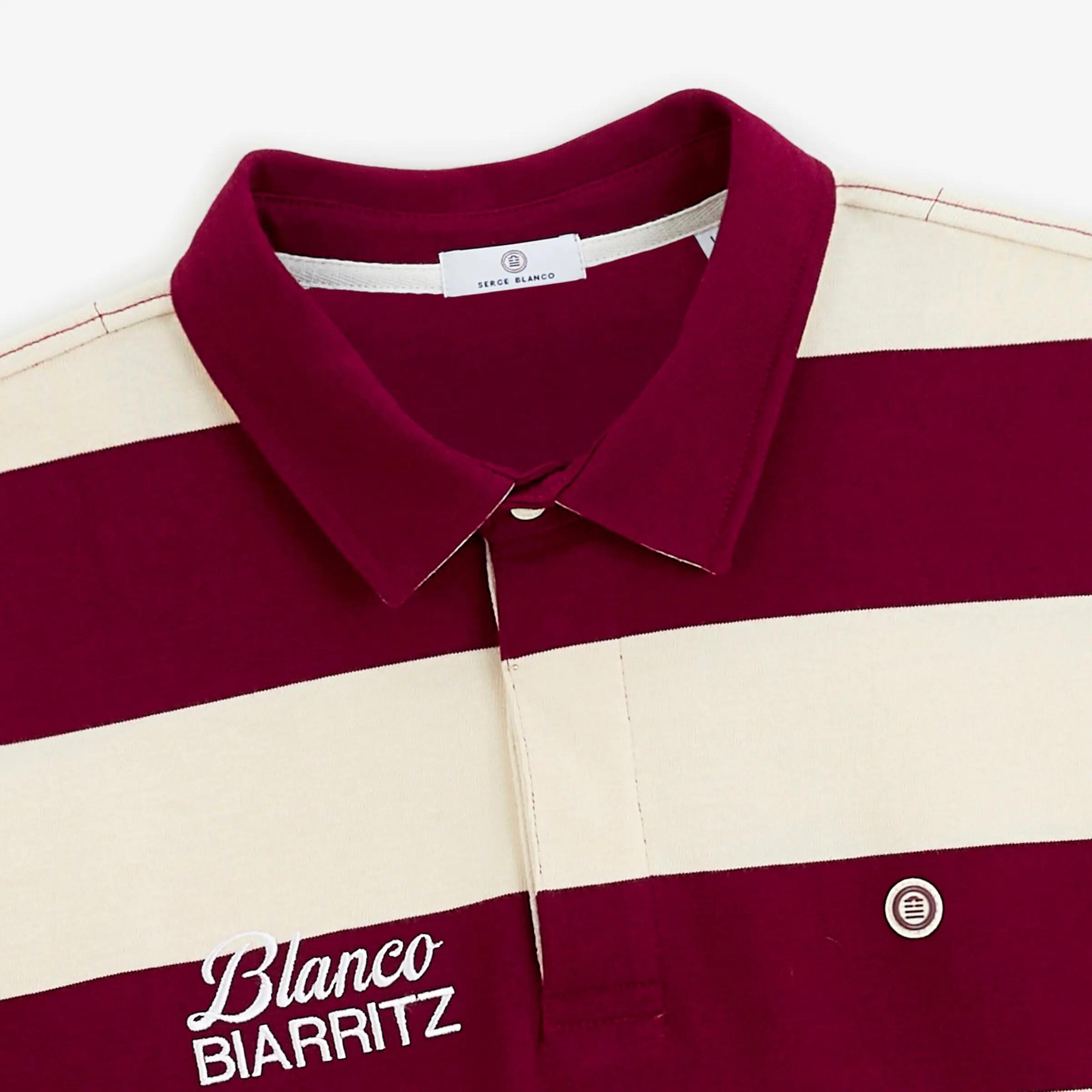 Polo de râguebi de manga comprida às riscas com bordado BLANCO BIARRITZ 4/6