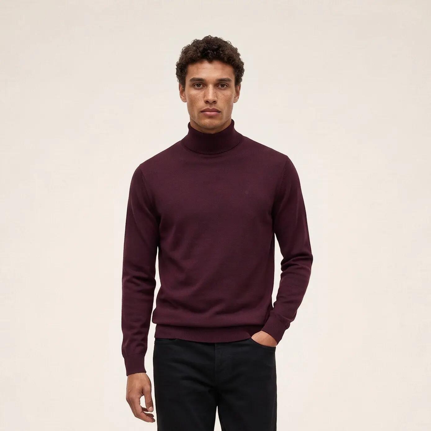Pull laine col montant rouge Massia 2/6