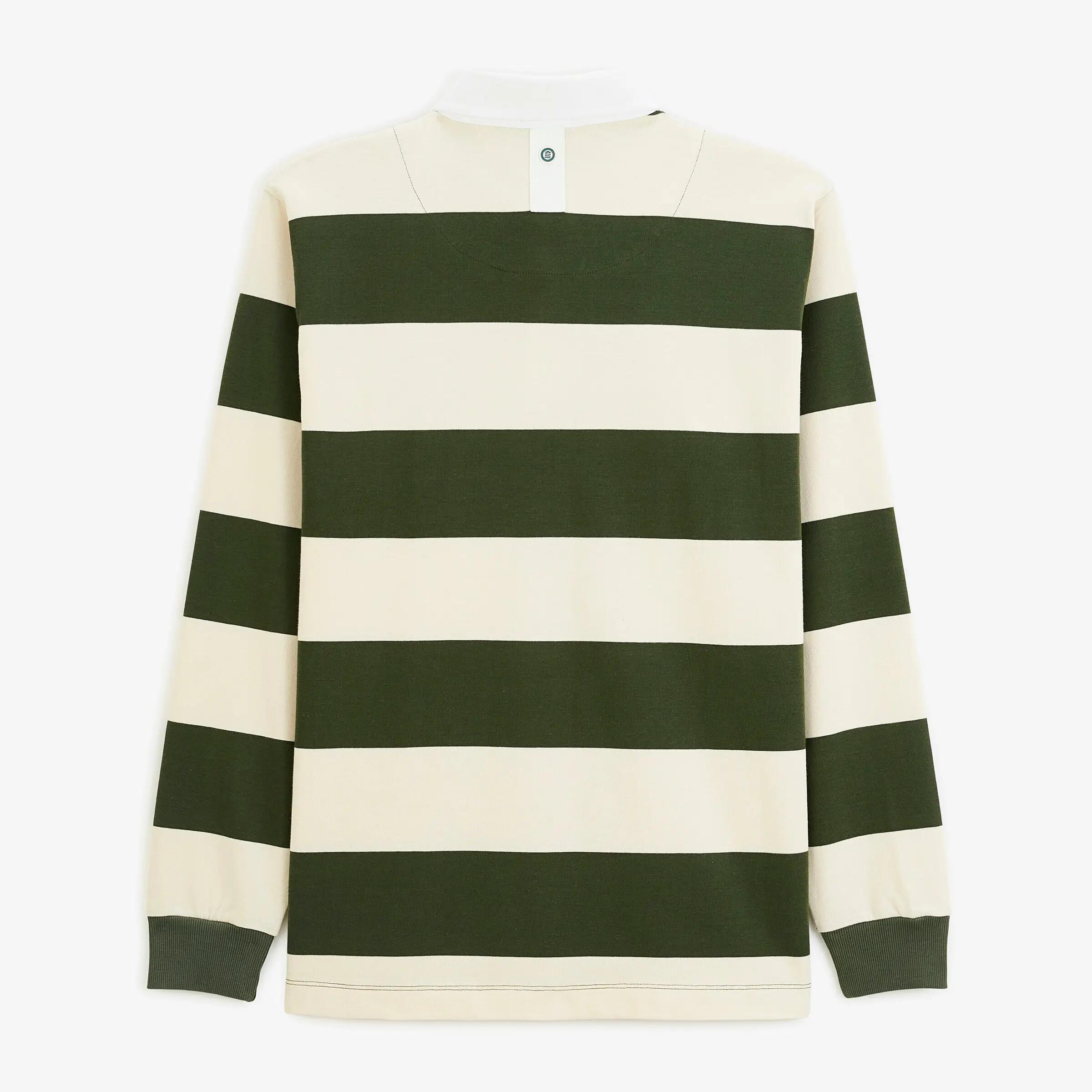 Polo rugby manches longues rayé coton vert thym Funky Animals 3/6