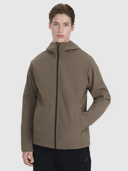 KURTKA MĘSKA 4F SOFTSHELL WIATROODPORNA Z KAPTUREM CZARNA