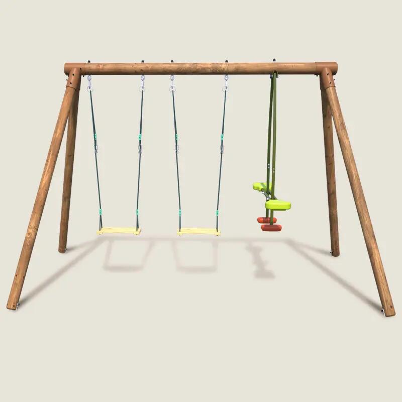 Portique en bois rond 3 agrès avec face à face PACCO 2/5