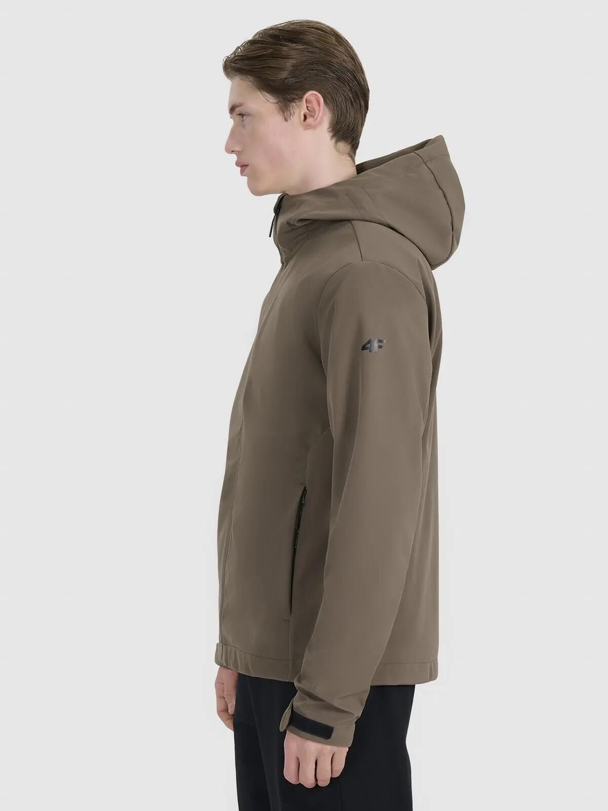KURTKA MĘSKA 4F SOFTSHELL WIATROODPORNA       Z KAPTUREM  BRĄZOWA 5/12