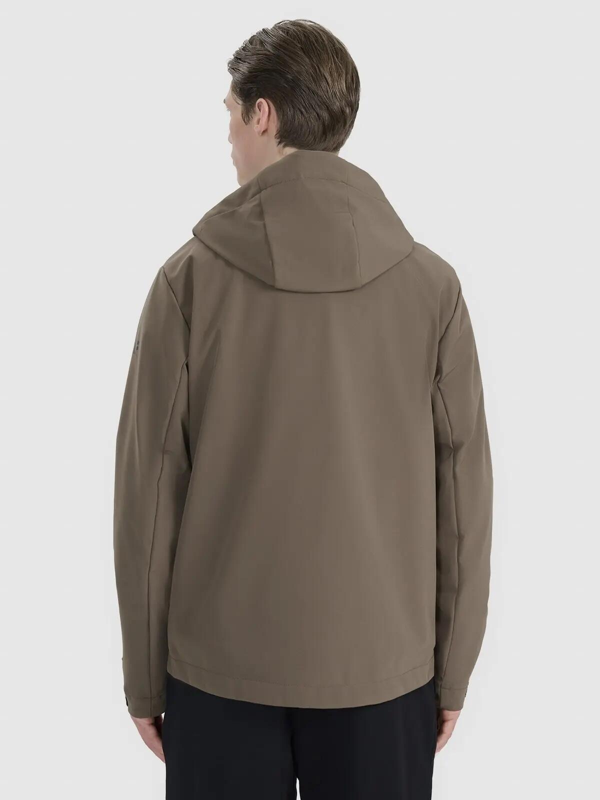KURTKA MĘSKA 4F SOFTSHELL WIATROODPORNA       Z KAPTUREM  BRĄZOWA 3/12