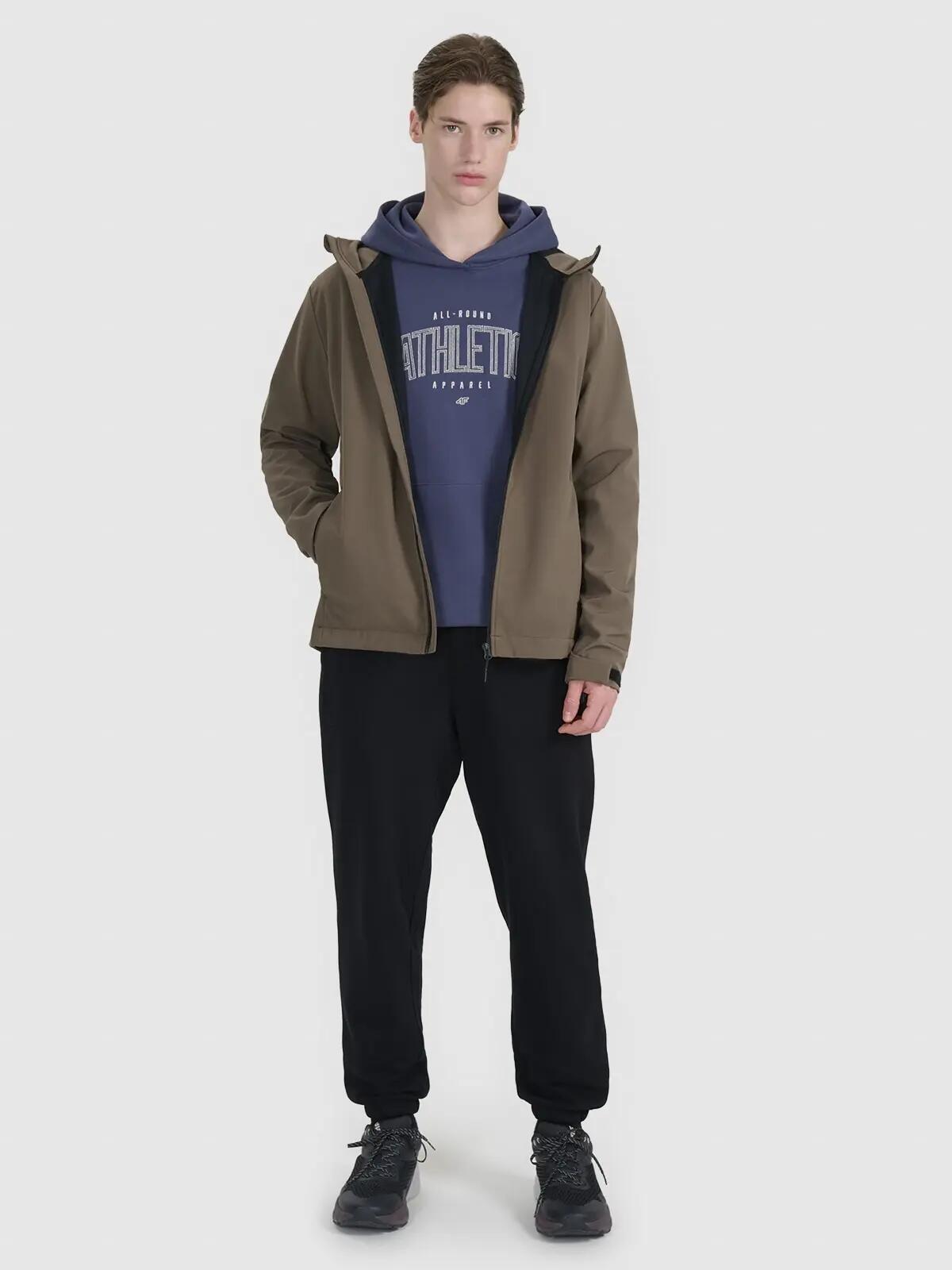 KURTKA MĘSKA 4F SOFTSHELL WIATROODPORNA       Z KAPTUREM  BRĄZOWA 2/12