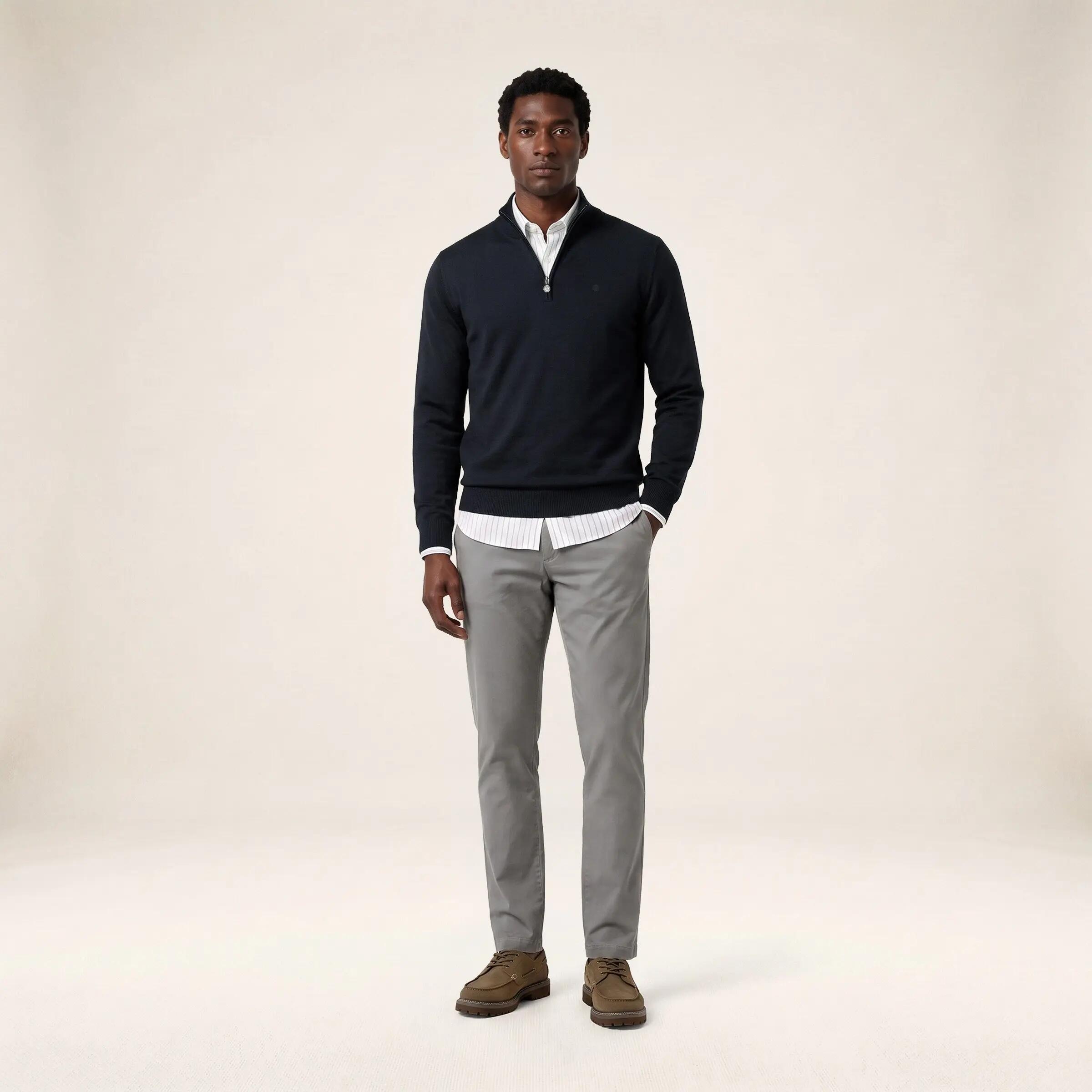 Pull laine col zippé bleu marine foncé Marvine 6/6