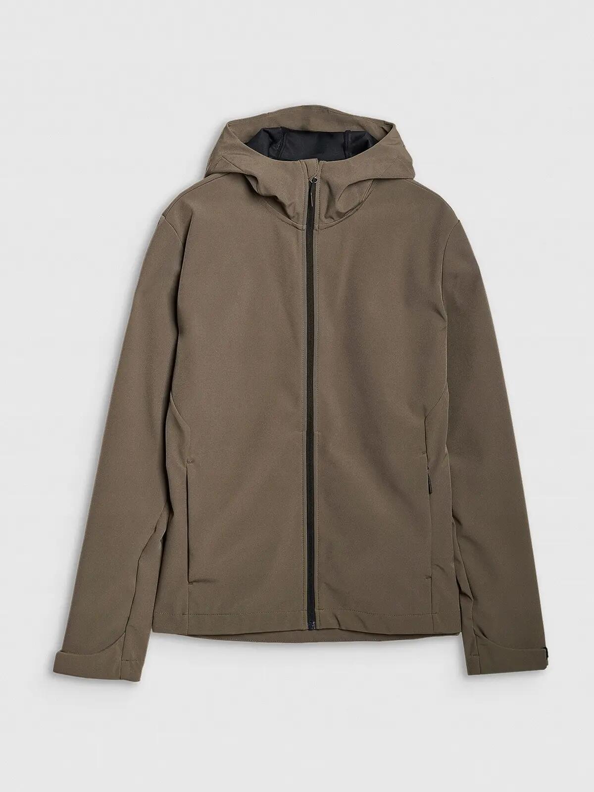KURTKA MĘSKA 4F SOFTSHELL WIATROODPORNA       Z KAPTUREM  BRĄZOWA 10/12