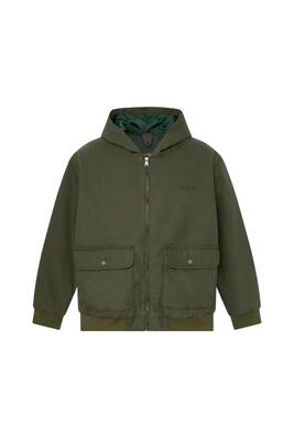 Giacca bomber - tempo libero - uomo - canvas di cotone cappuccio zip - nero