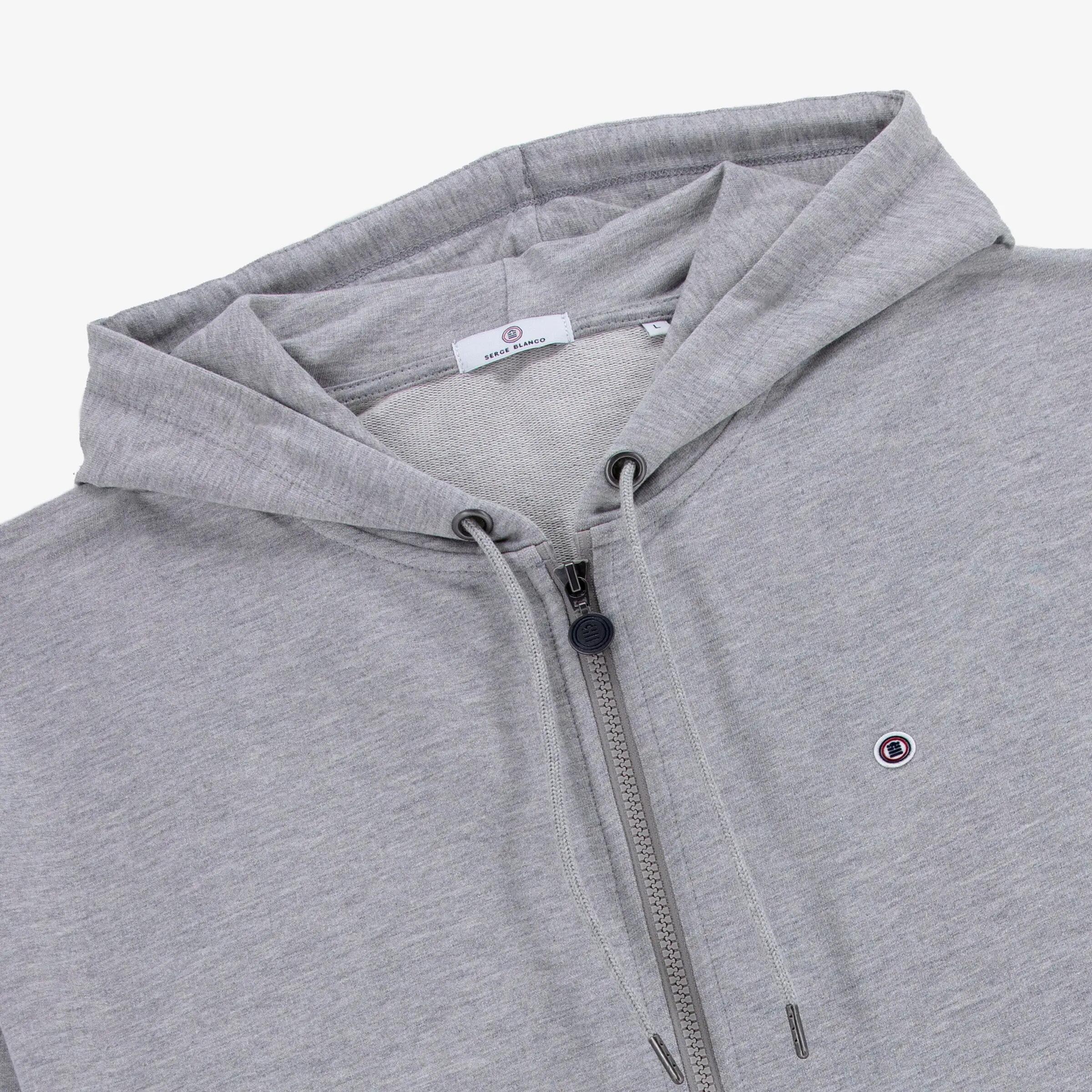 Sweat zippé à capuche Sidney en coton gris 3/3