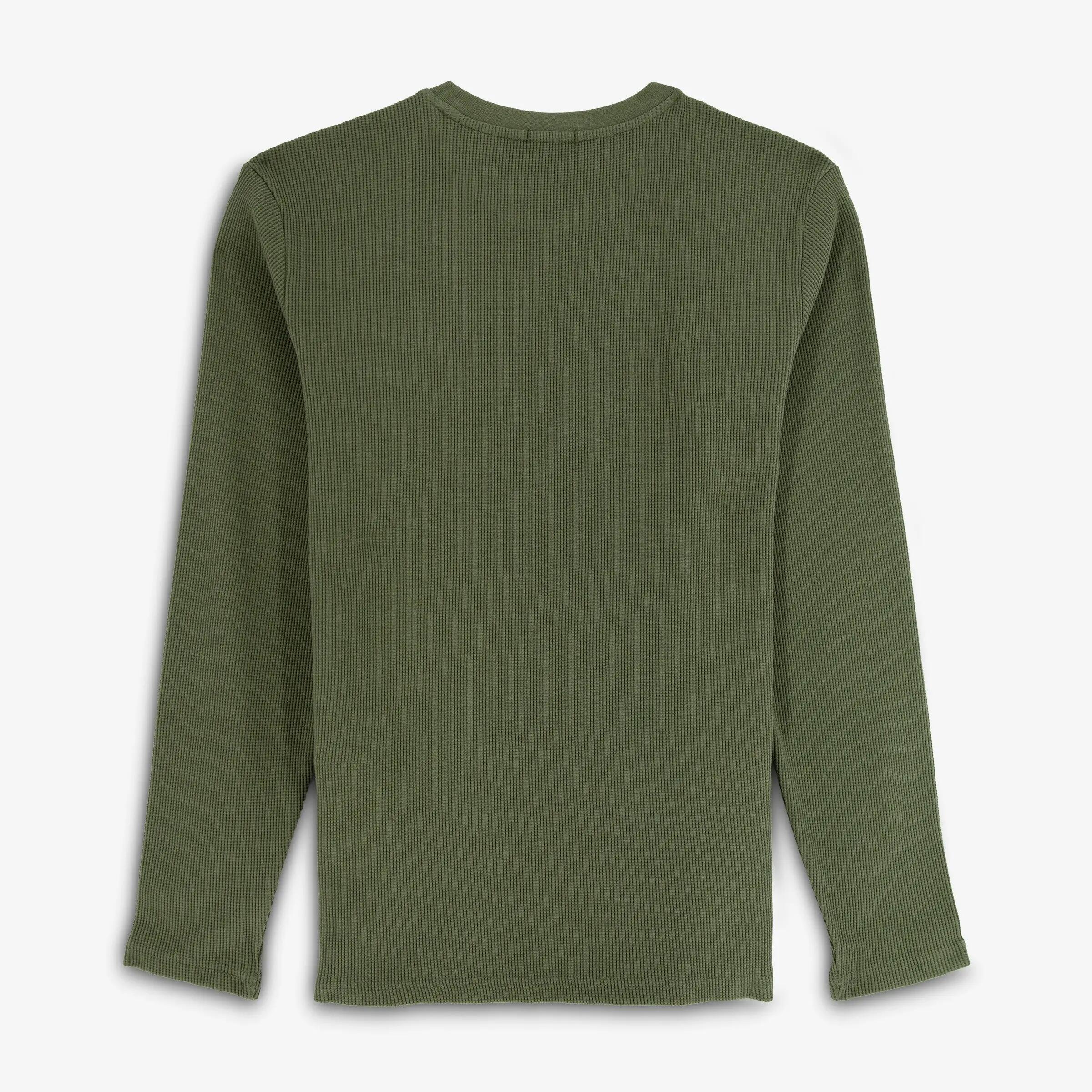 T-shirt manches longues Telo 100% coton maille gaufrée kaki 2/3