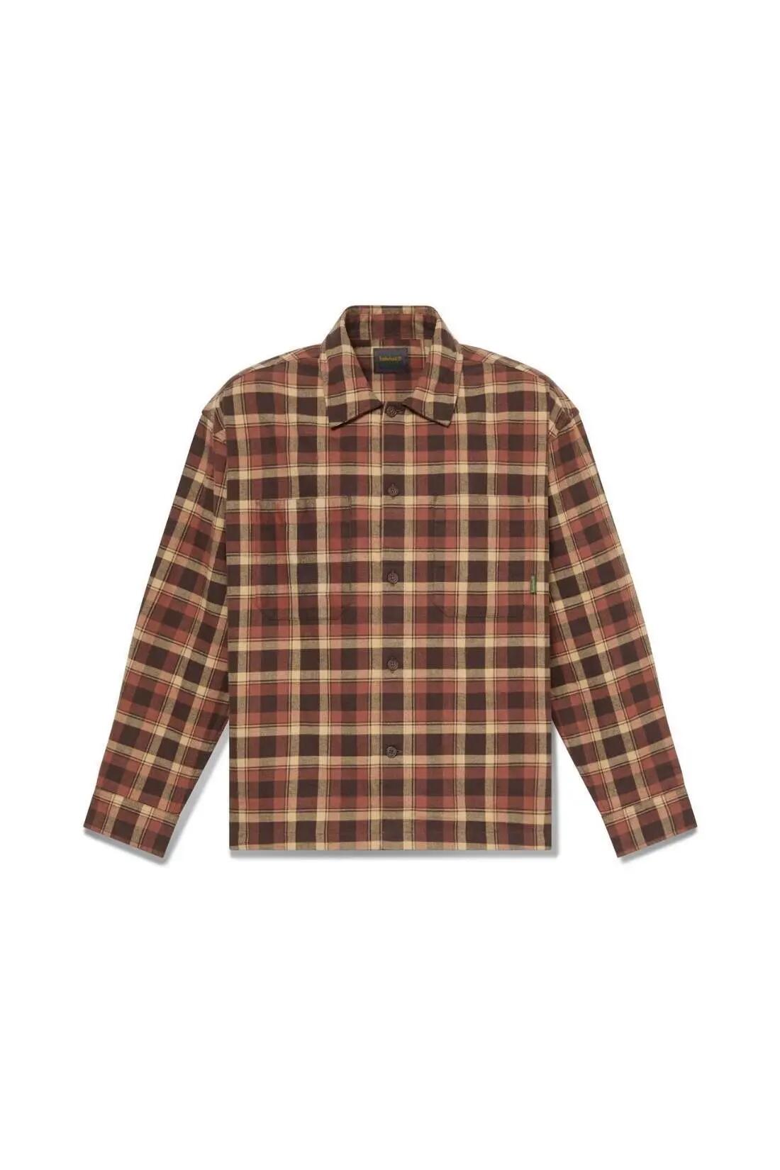 Overhemd - Casual - Heren - Relaxed fit, katoen flanel - Bruin. 4/4