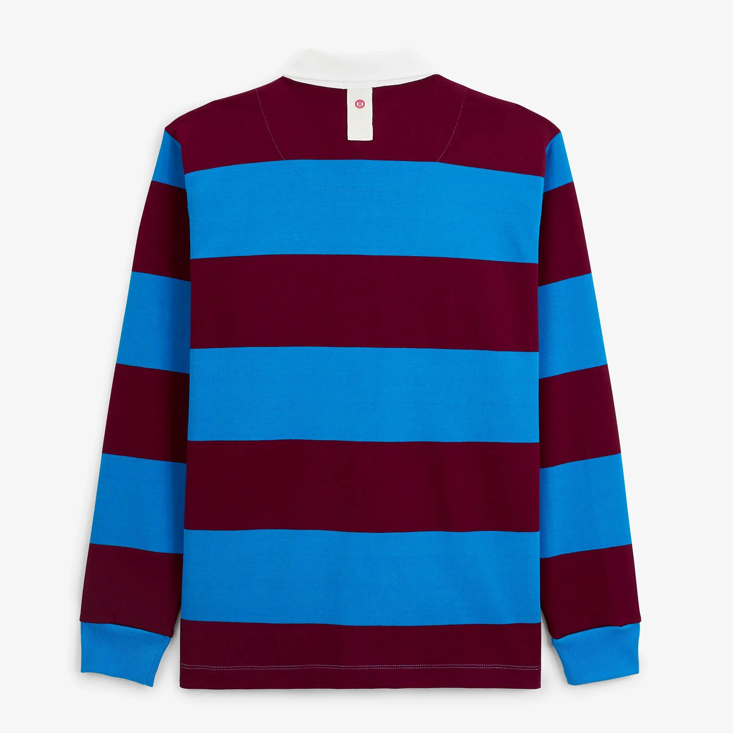 Polo rugby manches longues rayé coton rouge brodé Funky Animals 2/4