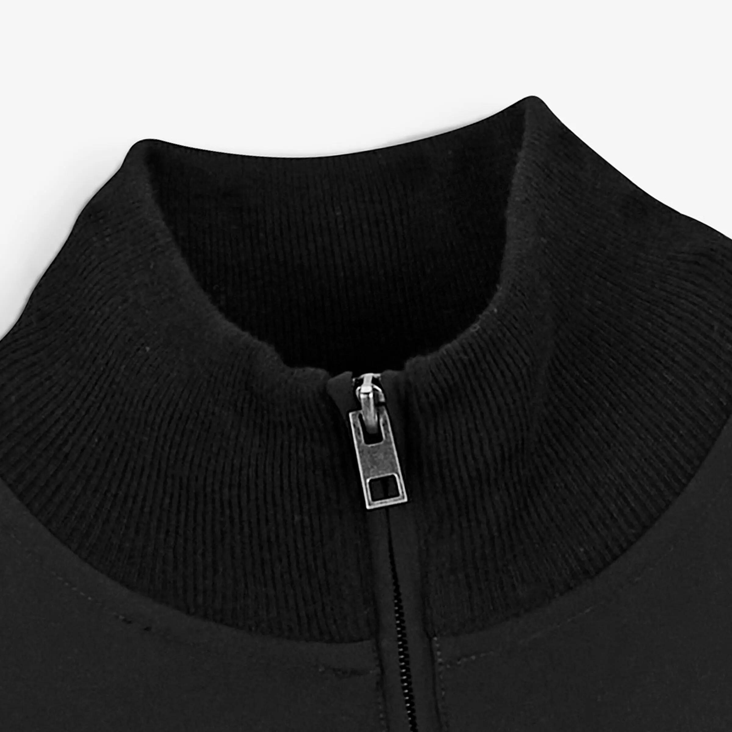 Melton vest met ritssluiting van twee materialen 3/4