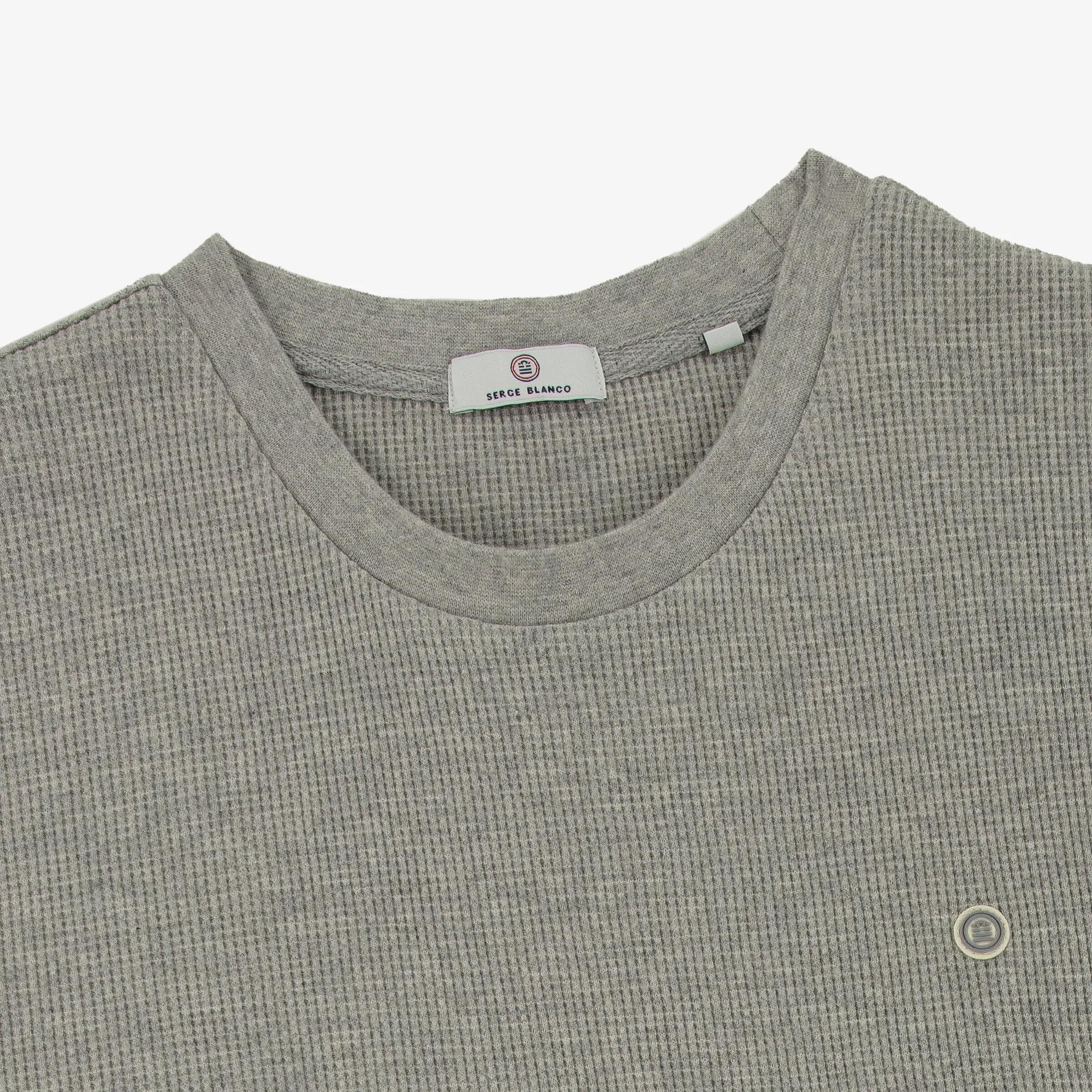 T-shirt manches longues Telo en coton gaufré gris chiné 3/3