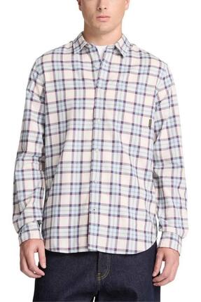 Chemise - Homme - Flanelle coton, manches longues - Beige